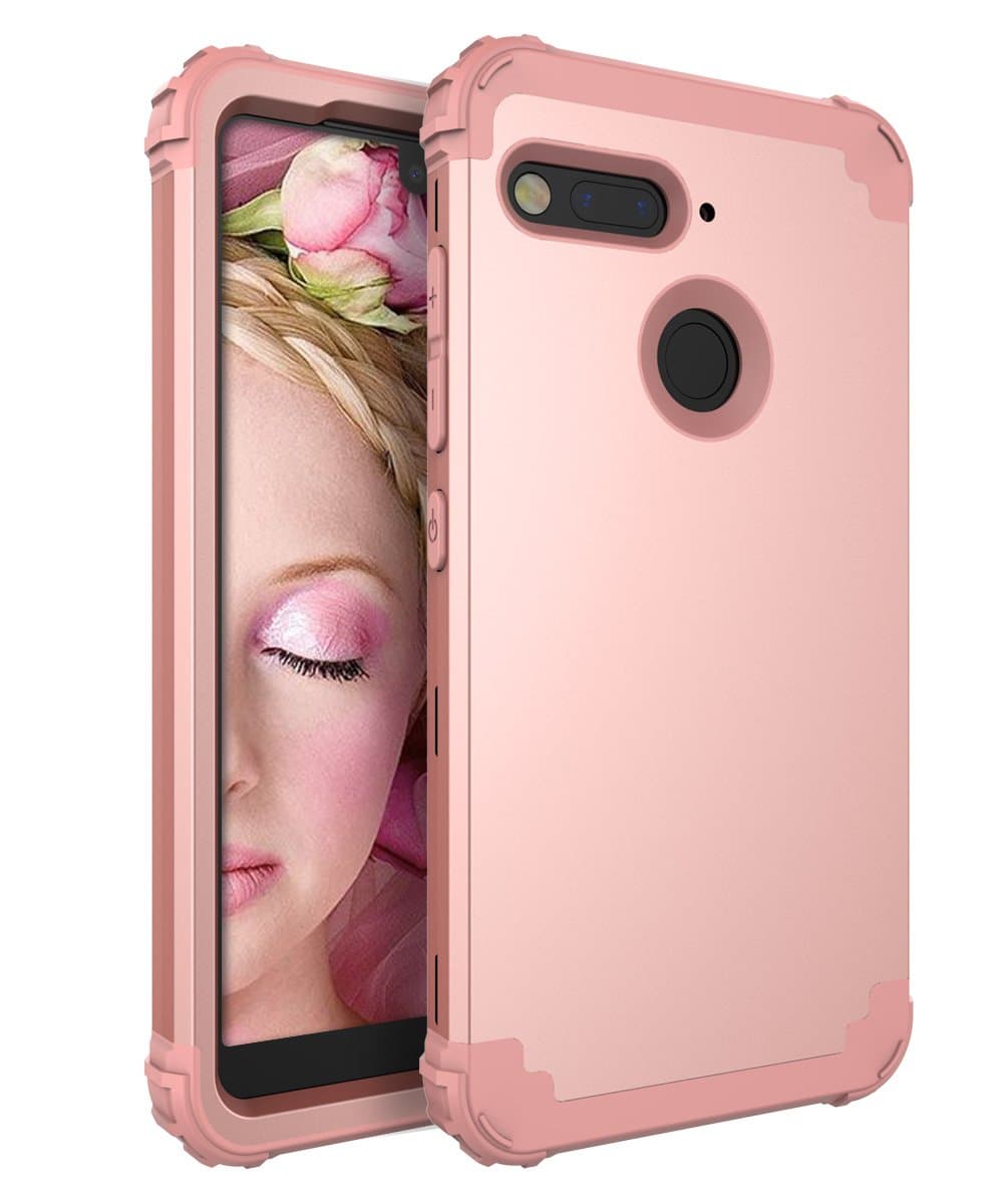 Essential Phone PH-1 Case,Three Layer Bumper Heavy Duty Anti-Scratch Non-Fingerprint Comfortable Holding Protective Case for Grils Men Women Essential Phone PH-1(2017),Rose Gold