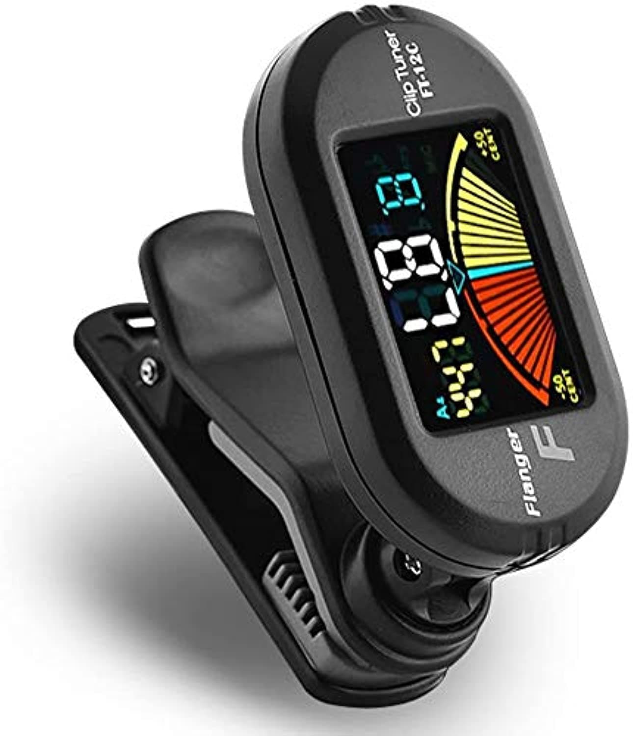 LCD Display, Portable Clip-On Chromatic Digital Guitar Tuner (Black)