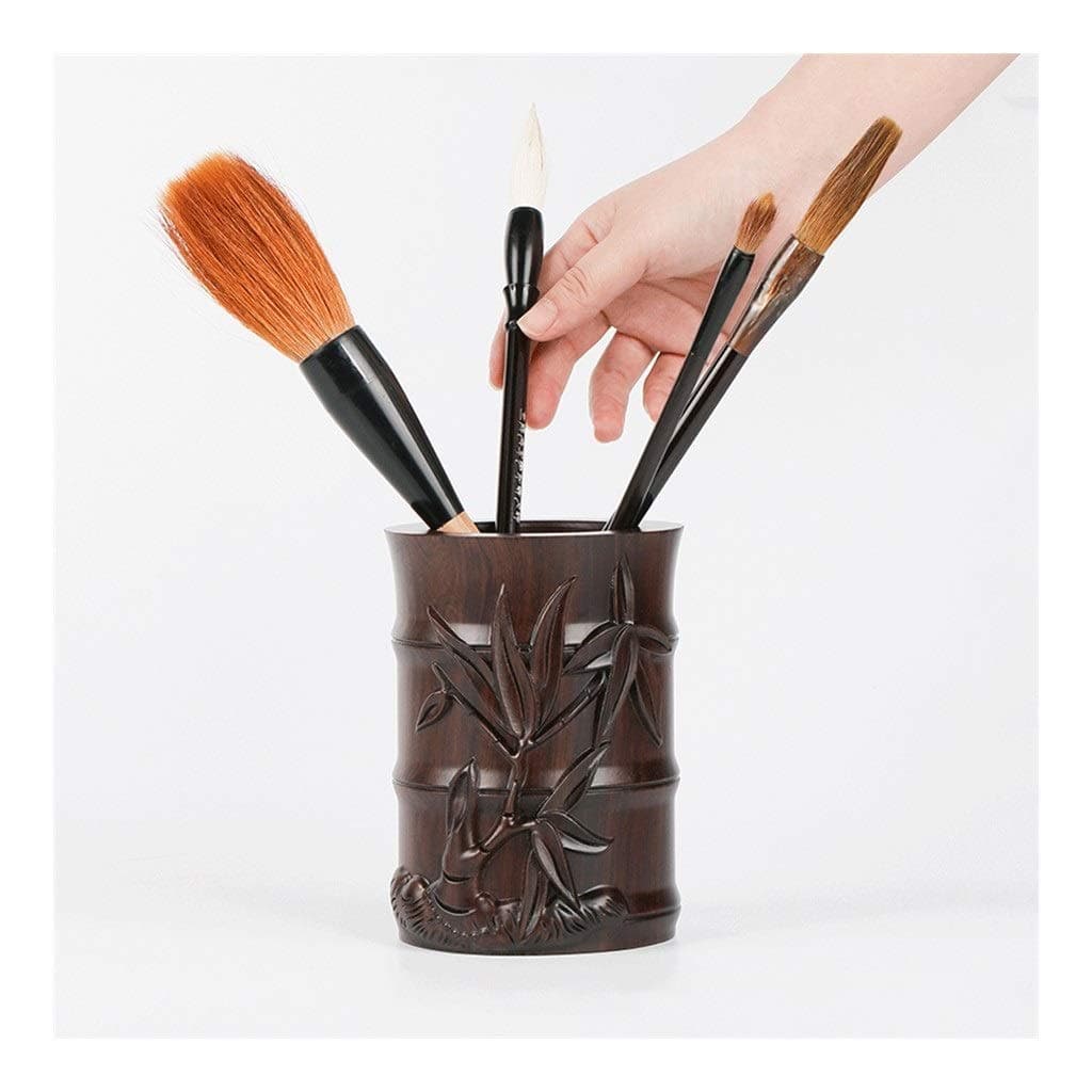 Pencil Holder Guoguo Bamboo Joint Pen Holder Mahogany Carving Solid Wood Pen Barrel,Pen Cup,Retro Desktop Pen Organizer