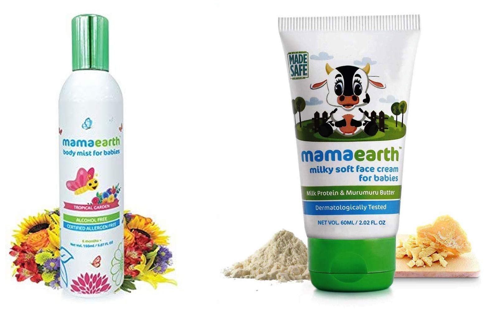 Mamaearth Milky Soft Natural Baby Face Cream for Babies 60Ml and Mamaearth Perfume Body Mist for Babies and Kids with Allergen Free Tropical Garden Fragrance for All