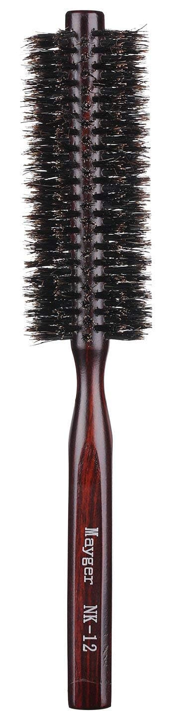 PERFEHAIR Boar Bristle Round Brush, Small Roller Hair Brush with Natural Wood Handle, for Men's Beard,Short Thin Hair, Blow Drying, Styling, Curling, Hair Volume, 1.3 Inch-33mm
