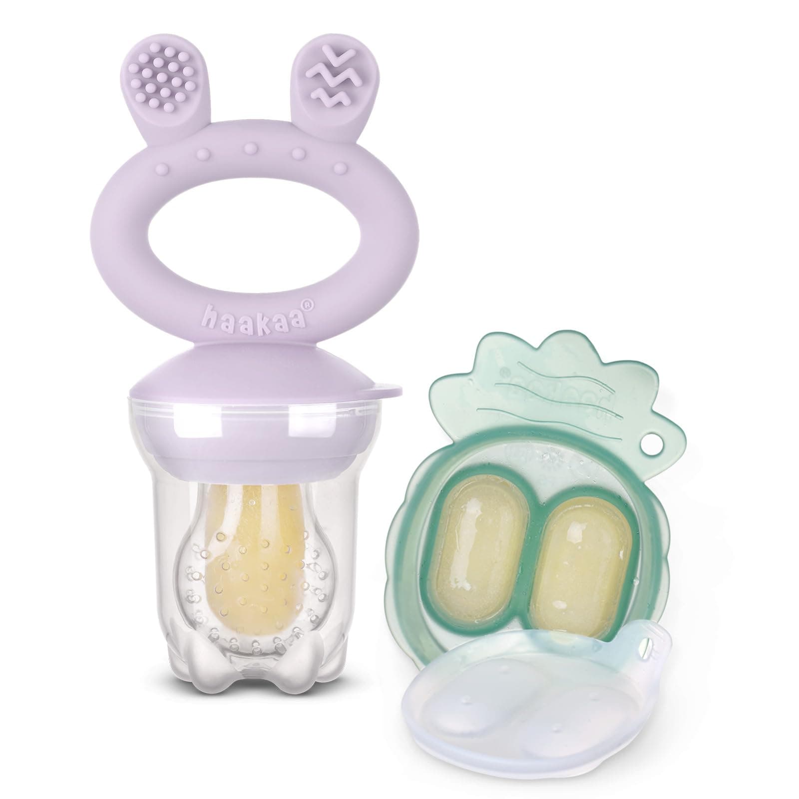 haakaa Baby Fruit Feeder & Breastmilk Popsicle Mold Set, Silicone Baby Food Feeder with Mini Freezer Tray, BPA-Free Self-Feeding Tool for Babies, 4 Months+ (Lavender)
