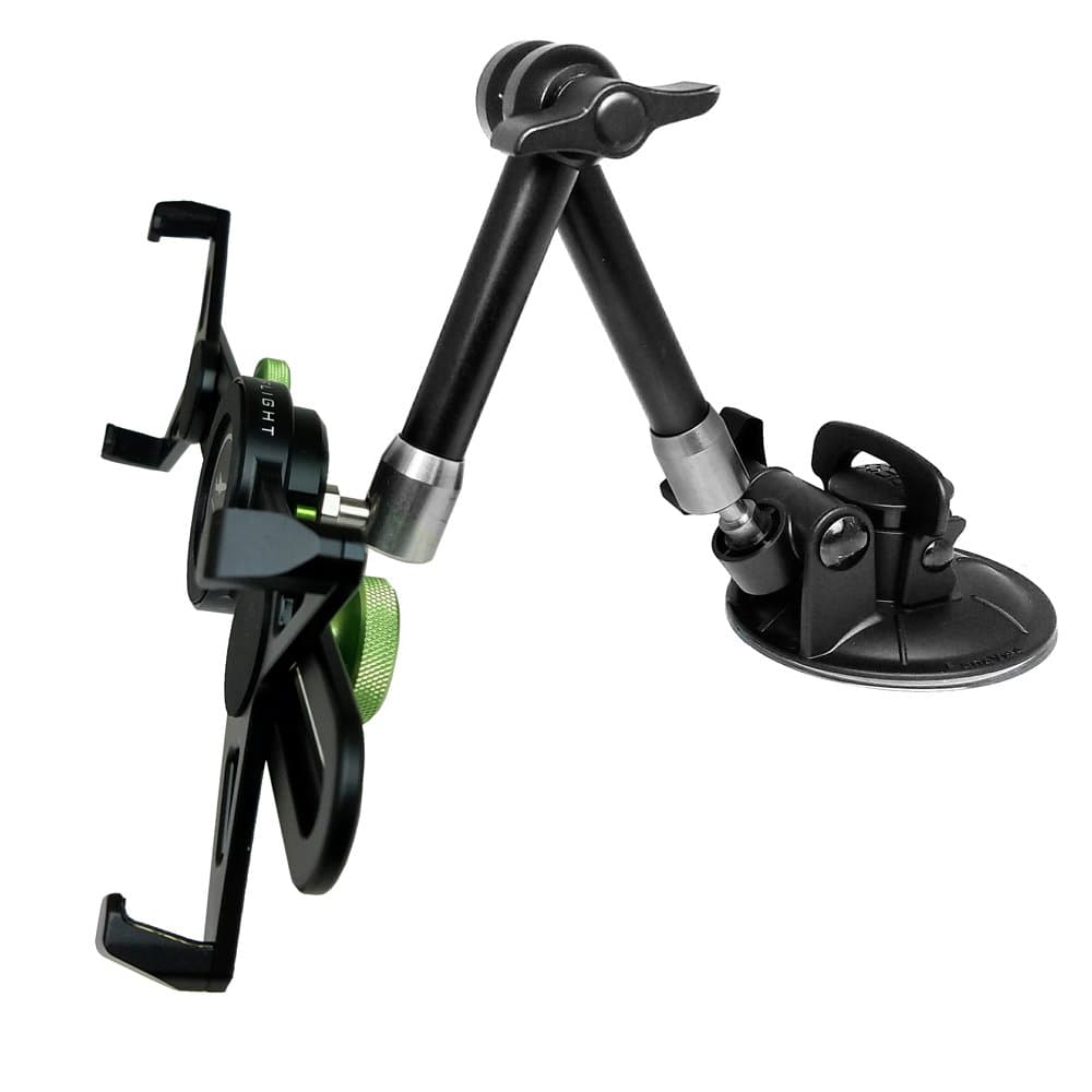 MYGOFLIGHT Flex Suction Cup Articulated Arm Sport Mount and Universal Cradle Kit for Any 7”-11” iPad Mini Air Pro Android Tablet PC for Airplane Car RV Truck Boat Window Mounting