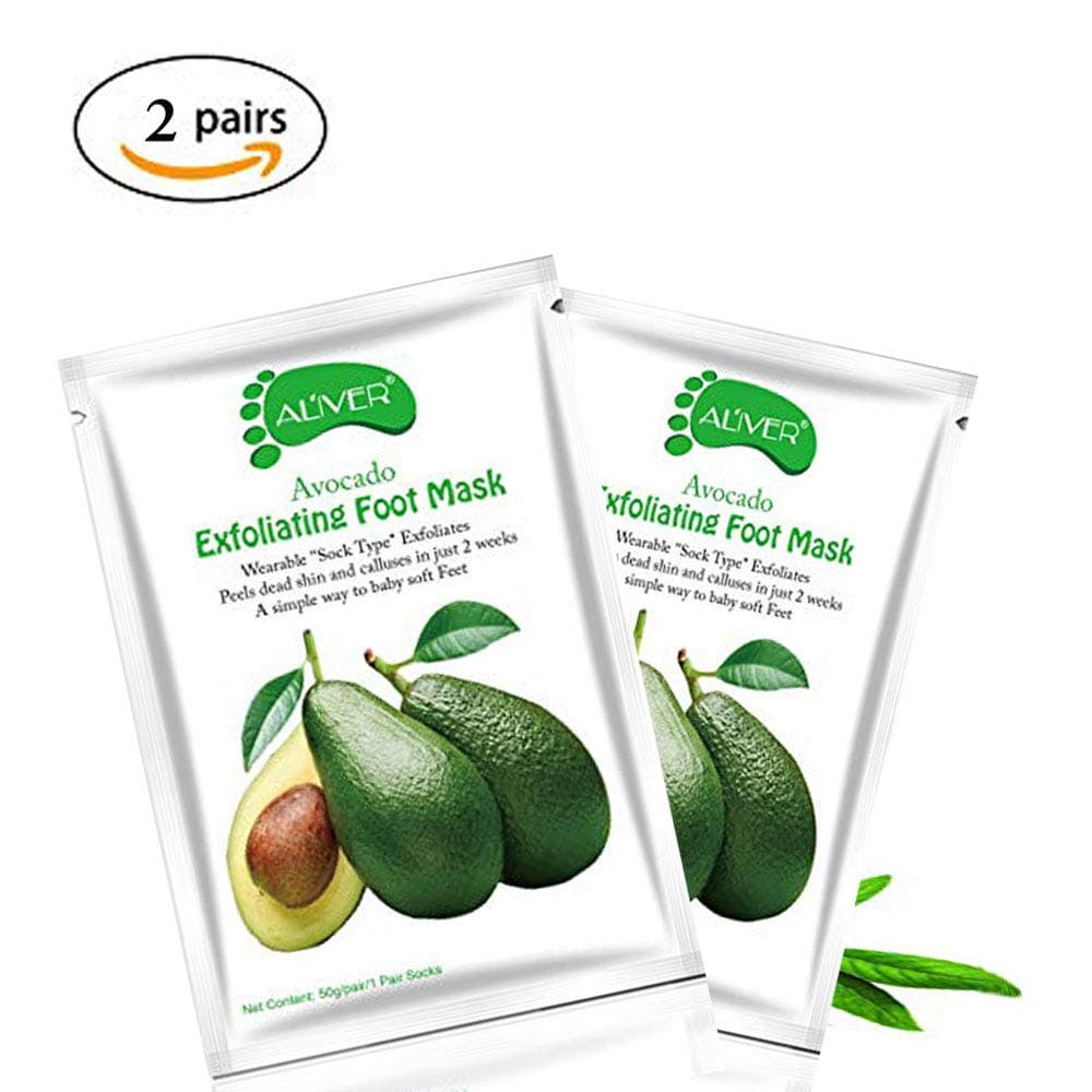 Aliver avocado Exfoliating Foot Peel Mask Exfoliant for Soft Feet in 1-2 Weeks Peeling Off Calluses Dead Skin For Men Women 2 Pairs