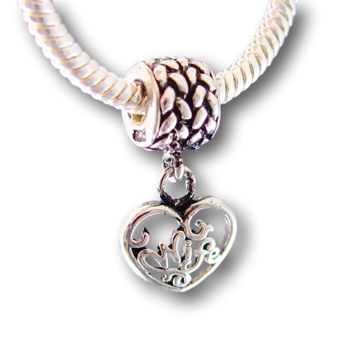 LifeSong Collection Women's Sterling Silver Plated European Charm Bead Wife Dangle Pendant