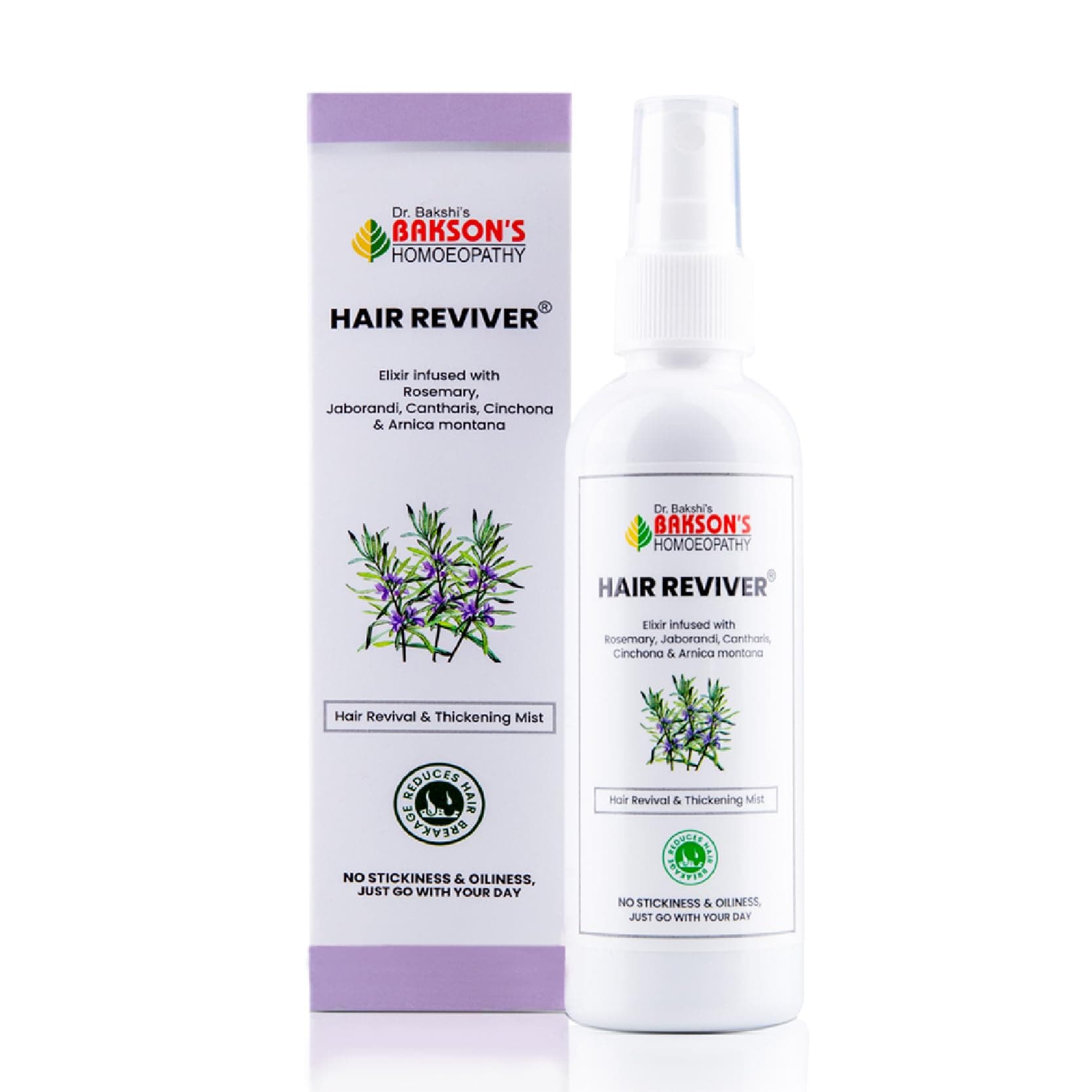 Dr. Bakshi's Bakson's Homoeopathy Hair Reviver Mist | Strengthens Hair Roots | Reduces Hair Fall | Refreshes Scalp | Made with Jaborandi, Cantharis & Cinchona | Non-Sticky Formula, 100 ml