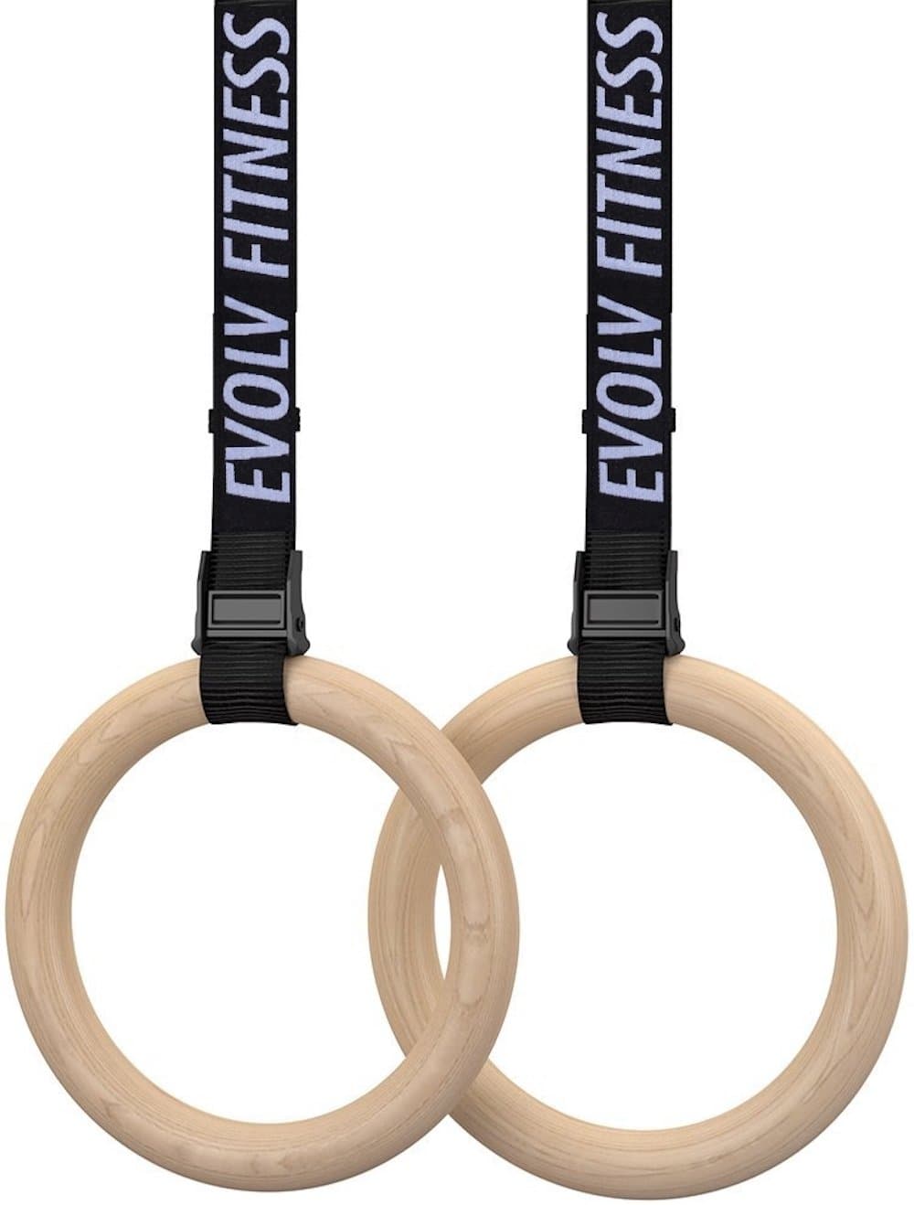 EVOLV FITNESS Wooden Gymnastics Rings (Adjustable Straps + Gymnastic Rings + Bonus E-Book) Heavy Duty Olympic Competition Bodyweight Trainer | [Elite Edition]