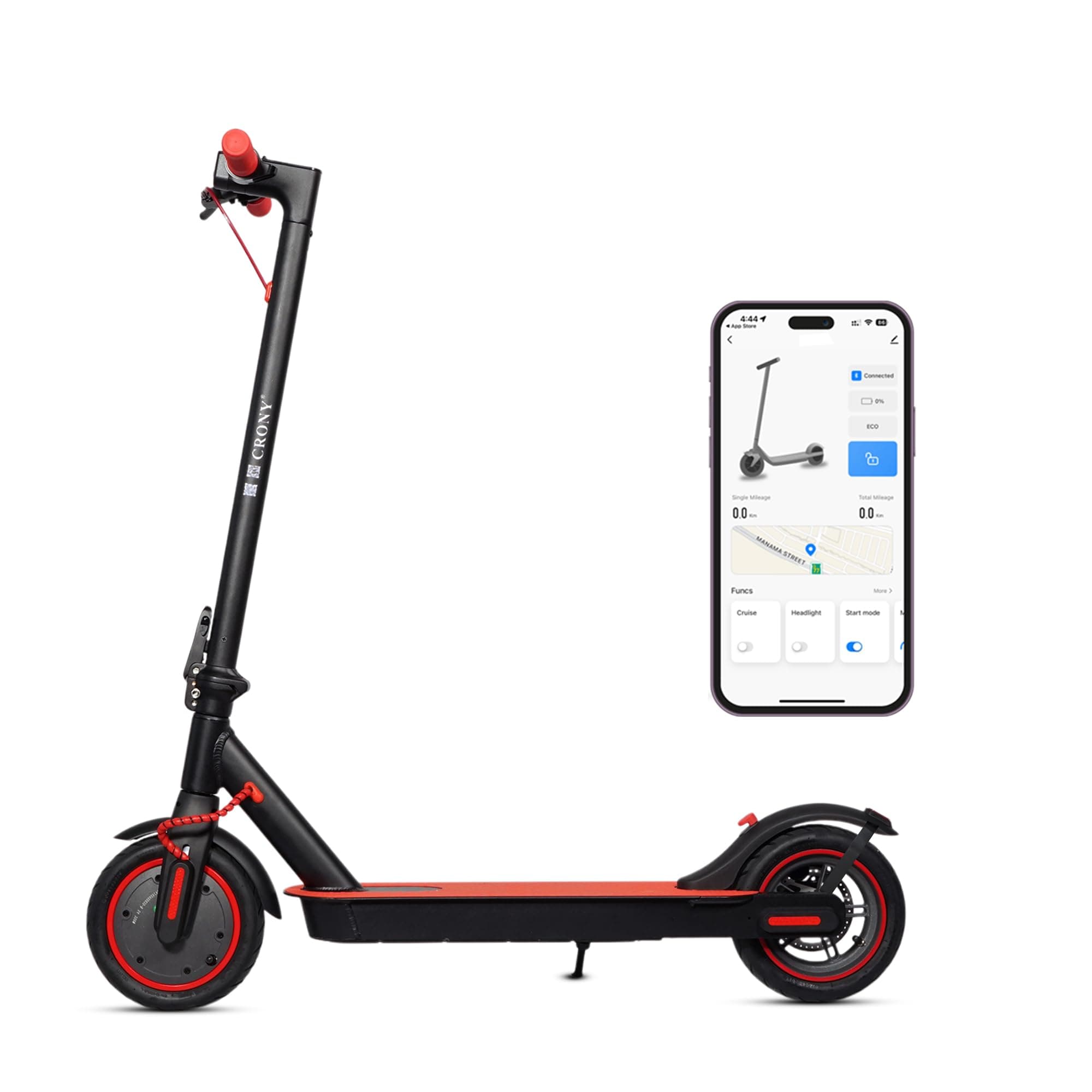 Crony M365 Foldable Electric Scooter, Lightweight Commuter Scooter for Adults Kids, 250W Motor, Smart App Control, 25-45KM/H Max Speed, 10-25KM Range, Red