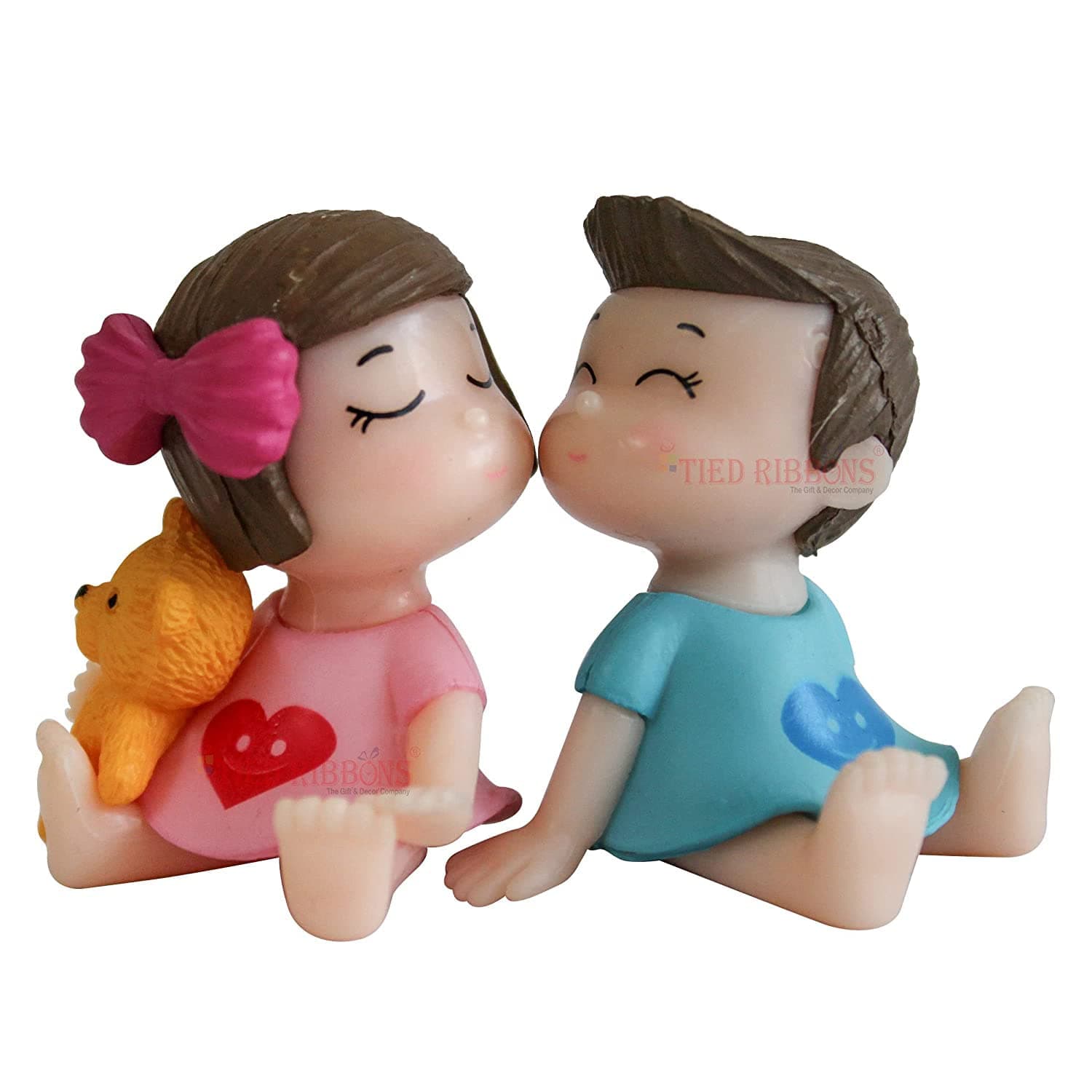 TIED RIBBONS Miniature Romantic Love Kissing Hug Couple Statue Decorative Showpiece Gift for Boyfriend Girlfriend Husband Wife (Multi, Resin)