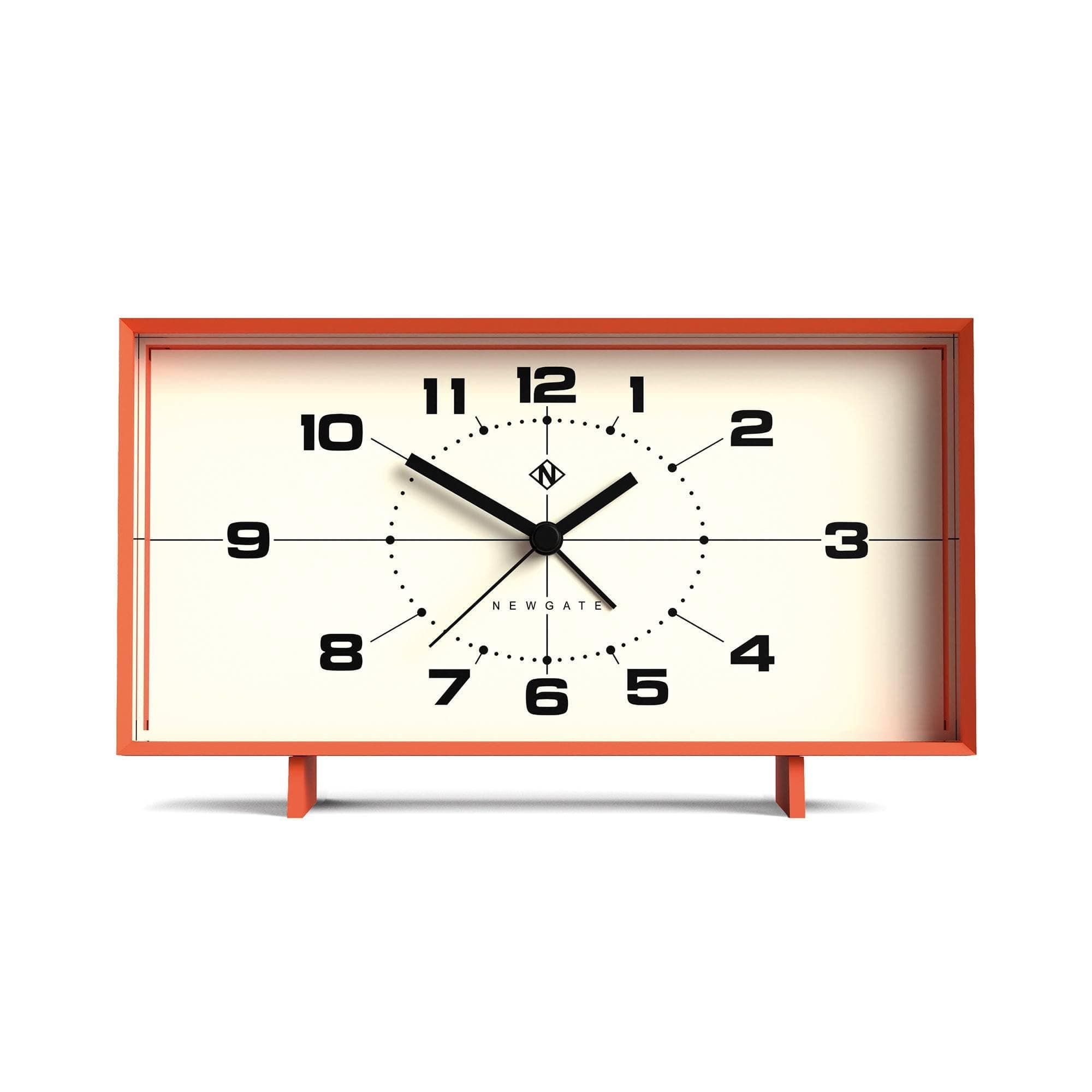 NEWGATE® Wideboy Alarm Clock | Rectangular Retro Design | Pumpkin Orange | Mid-Century dial | Ideal for Bedside, Desk, Mantel or Shelf | Retro Bedroom & Office Accessory