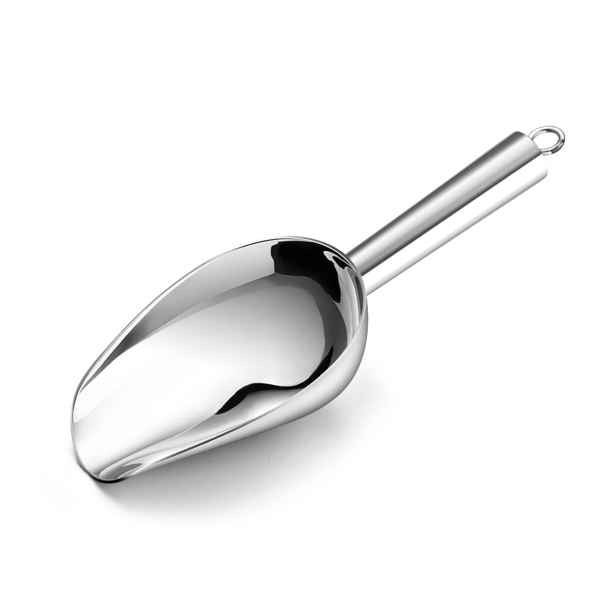 E-far Mini Metal Scoop, 3oz Stainless Steel Ice Scooper for Kitchen Freezer Bar Wedding Party, Multipurpose for Candy/Flour/Pet Dry Food, Utility Small Scoop for Jar Canister, Dishwasher Safe, Silver