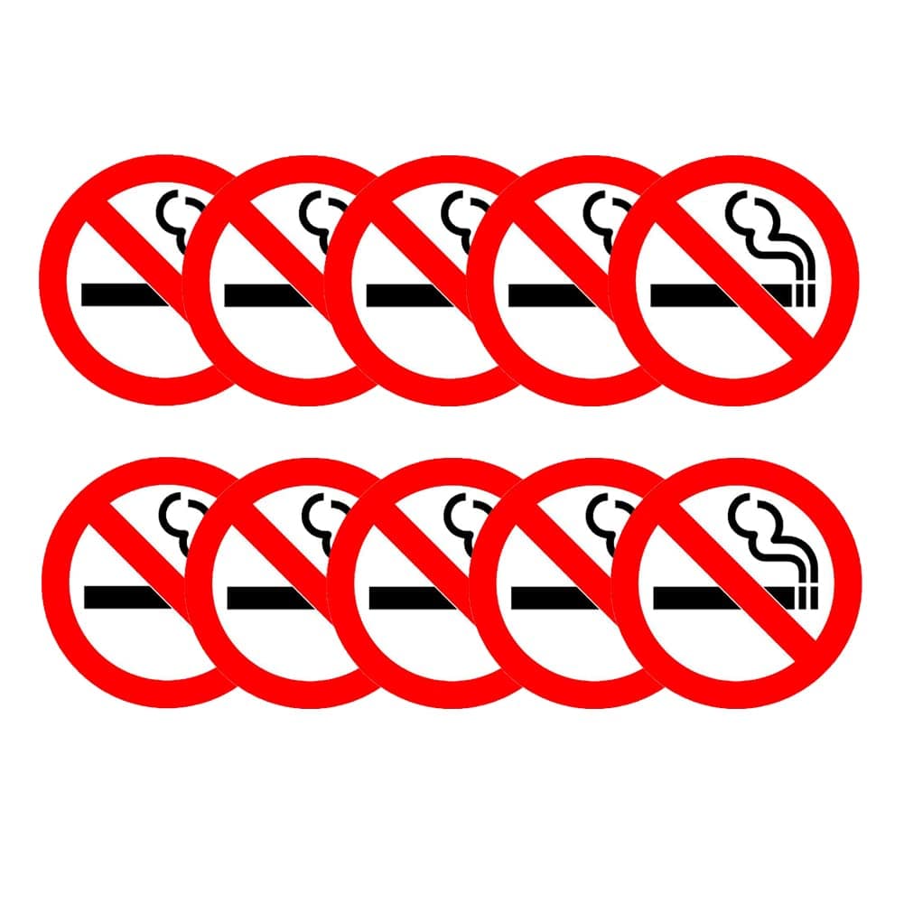 Haobase Pack of 10 No Smoking Sign - Self Adhesive Vinyl Sticker (7cm x 7cm)