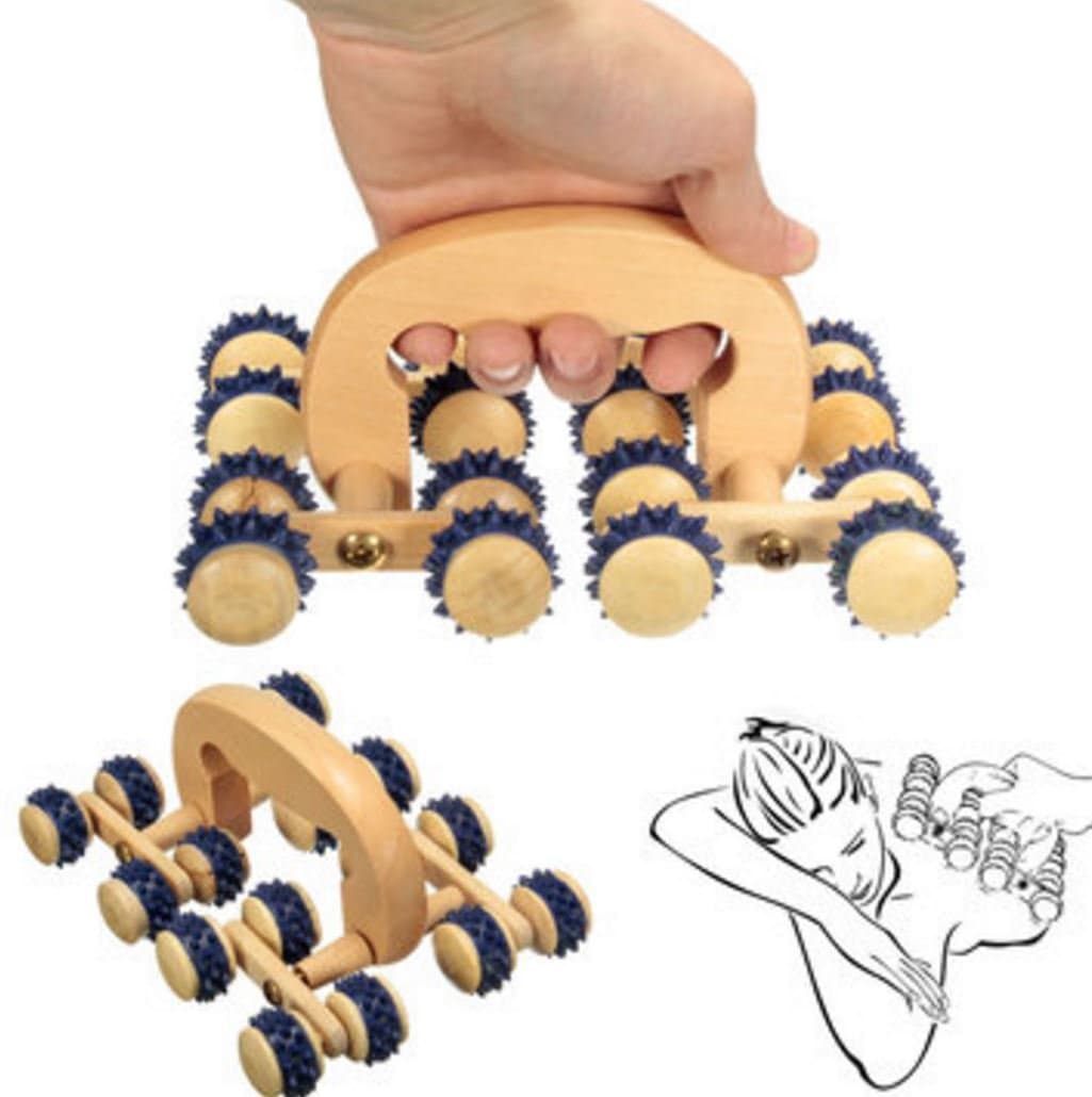 1pcs 16 Wooden Roller Rolling Ball Wheel Massager Back Body Relax Massage Tool by Saturday24