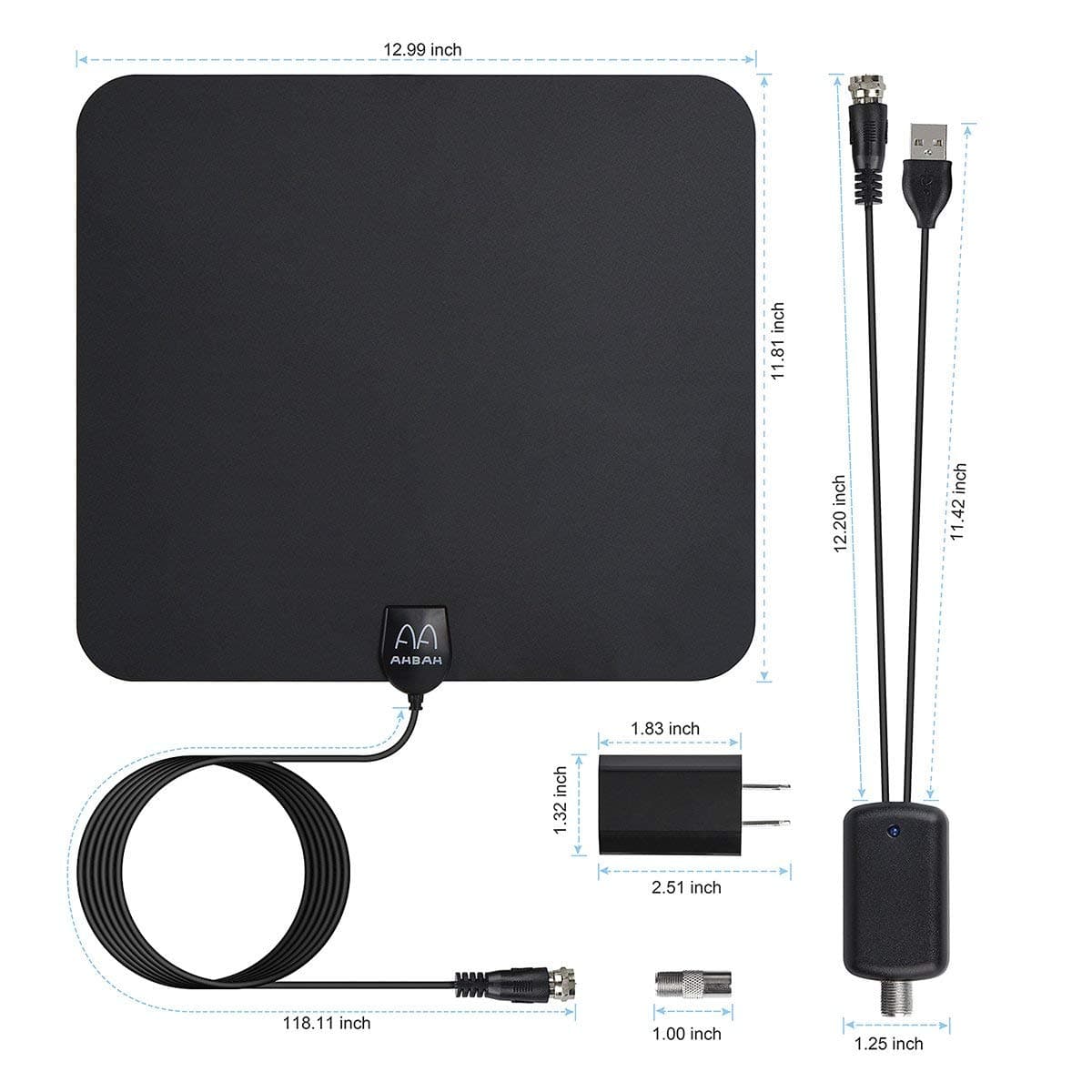 Gixtri Professional TV Antenna-Indoor Digital HDTV Antennas Amplified 60-100 Mile Range 4K HD VHF UHF Freeview for Life Local Channels and Programming for All Type of Television