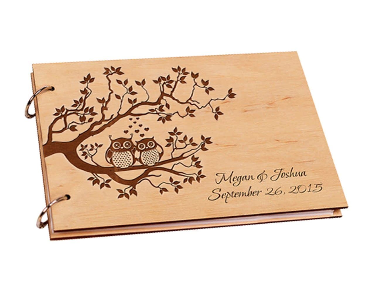 Wedding Scrapbook Photo Album Memories Printes Surface Blossom Tree with Couple Birds Personalised Bride and Groom Name and Wedding Date 8 x 12inches