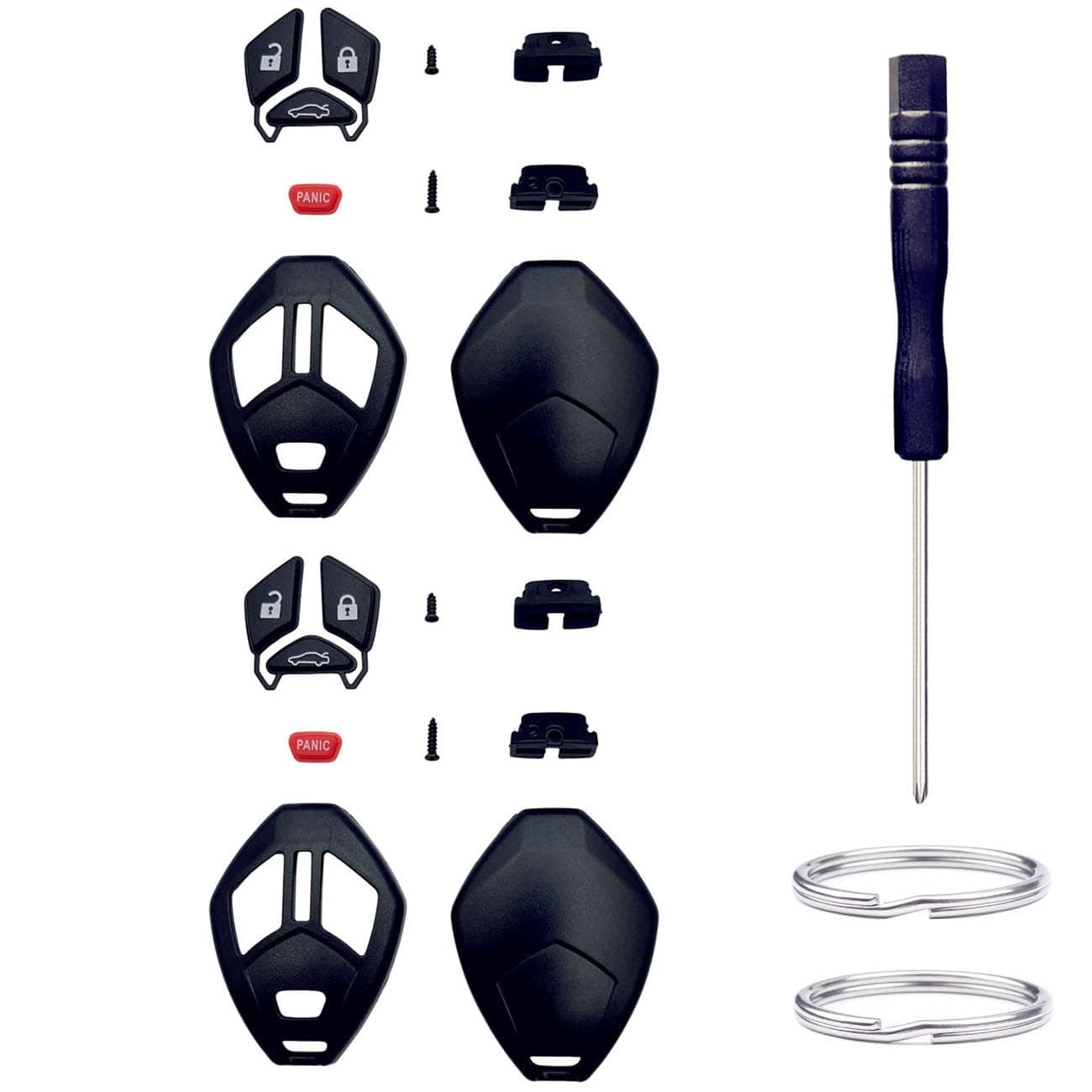 Cutting NOT Required Key Fob Shell Replacement for Mitsubishi Eclipse Endeavor Galant Lancer Outlander 3 Button Car Keyless Entry Remote Control Key Fob Case Cover (3 Button 2 Pcs)