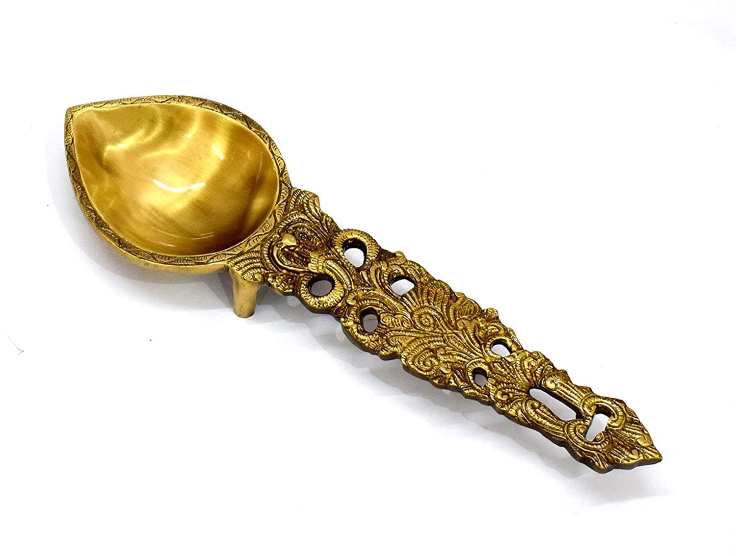 WIGANO 13" inch Big Brass Made Sheshnag Aarti Pooja Spoon | Home Decor | Pooja Diya | Diya Deepam