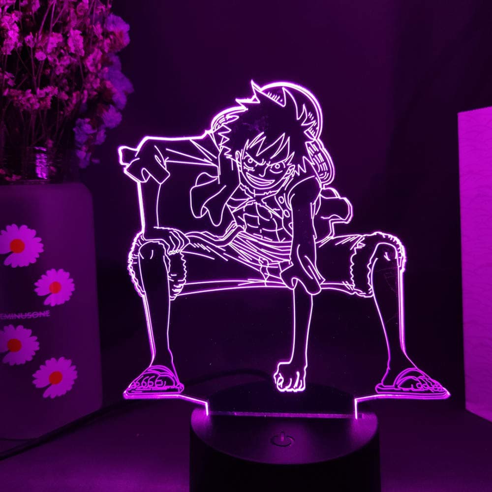 LBINGKJ Night Light Toy 3D Lamp Optical Illusion 3D Illusion Night Lamp Luffy Figurine Otaku Bedroom Decoration Kids Gifts One Piece Anime Manga Art