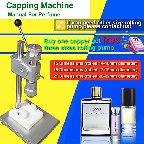 Yoli Manual Perfume Capper, Semi-auto Capping Machine,mini Bottle Cap Machine,metal Cap Press Machine,perfume Tying Machine,with 3 Sizes Rolling Pump