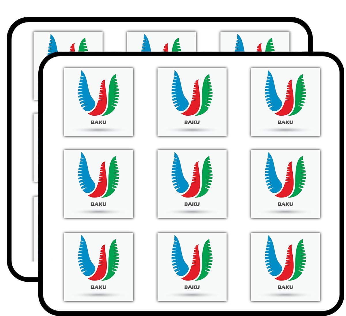 Baku Bird Symbol Travel Label Art Decor 2" Each Sticker for Scrapbooking, Calendars, Arts, Kids DIY Crafts, Album, Bullet Journals 18 Pack