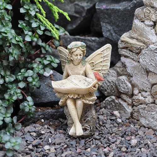 Miniature Fairy Garden Birdfeeder, Fairy Evelyn Mae