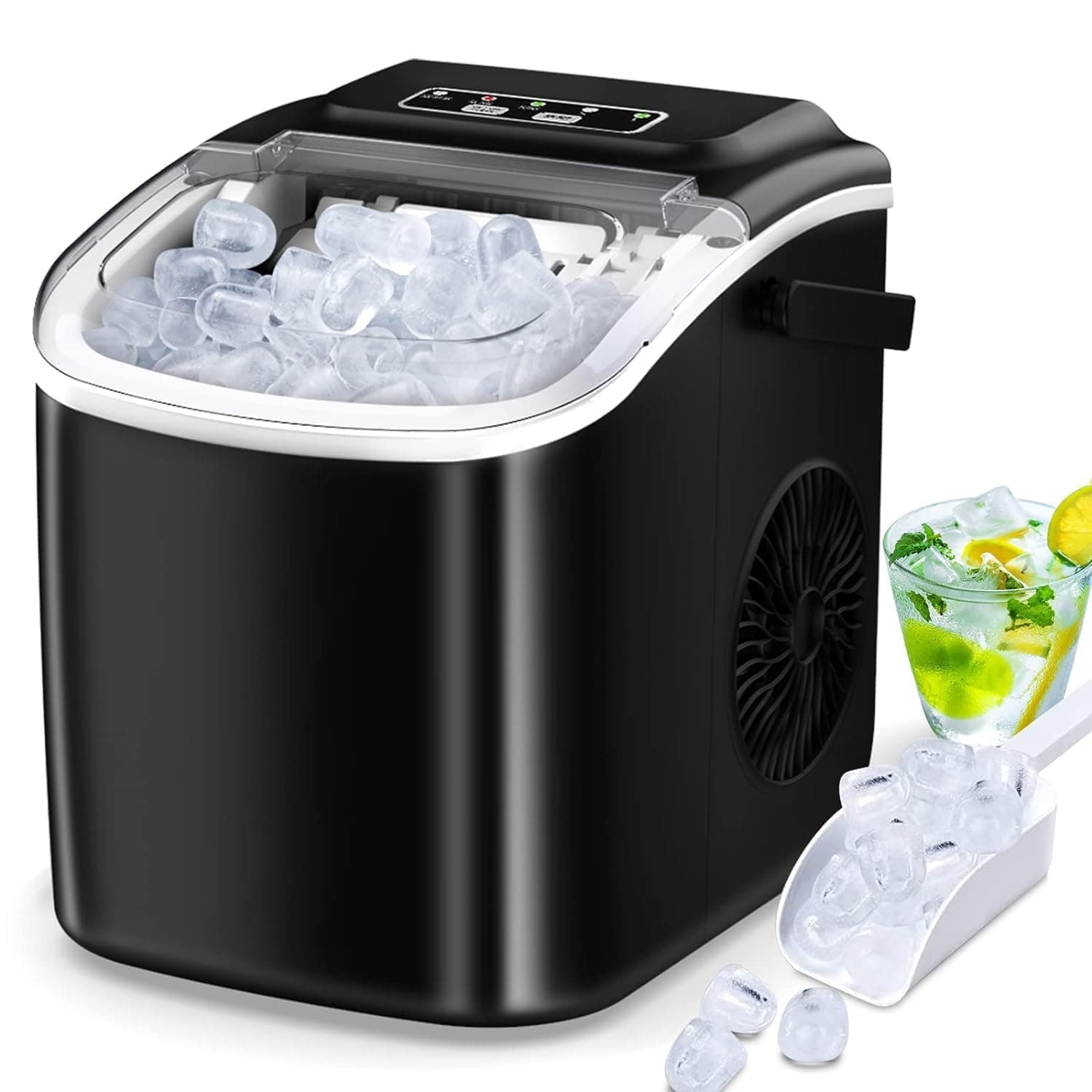 BREAK HEAD Ice Maker Machine, 6 Mins 9 Bullet Ice Cubes, ice Maker Machine Self Cleaning Ice Machine with Ice Scoop and Basket 2 Sizes Home Kitchen Office