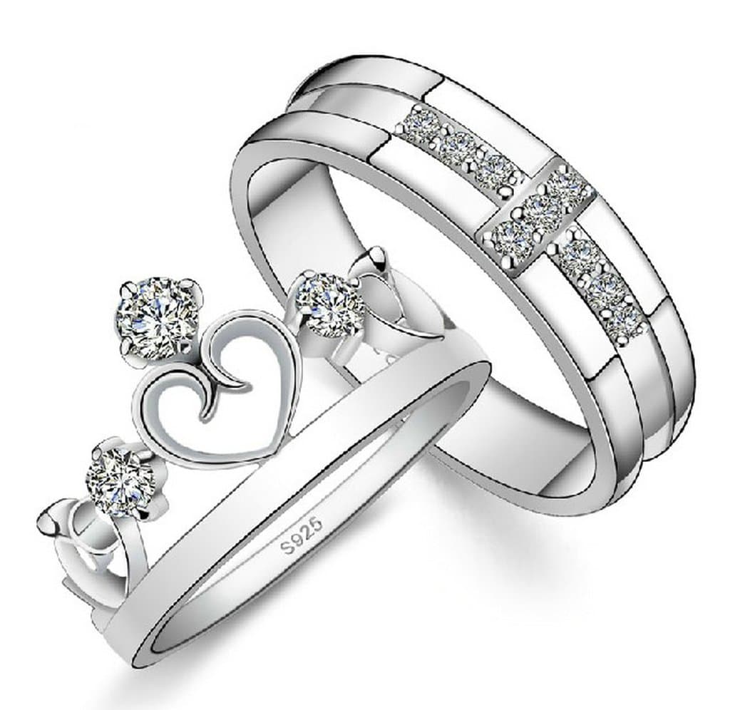 925 Sterling Silver CZ Ring, Engraved, Couple Rings