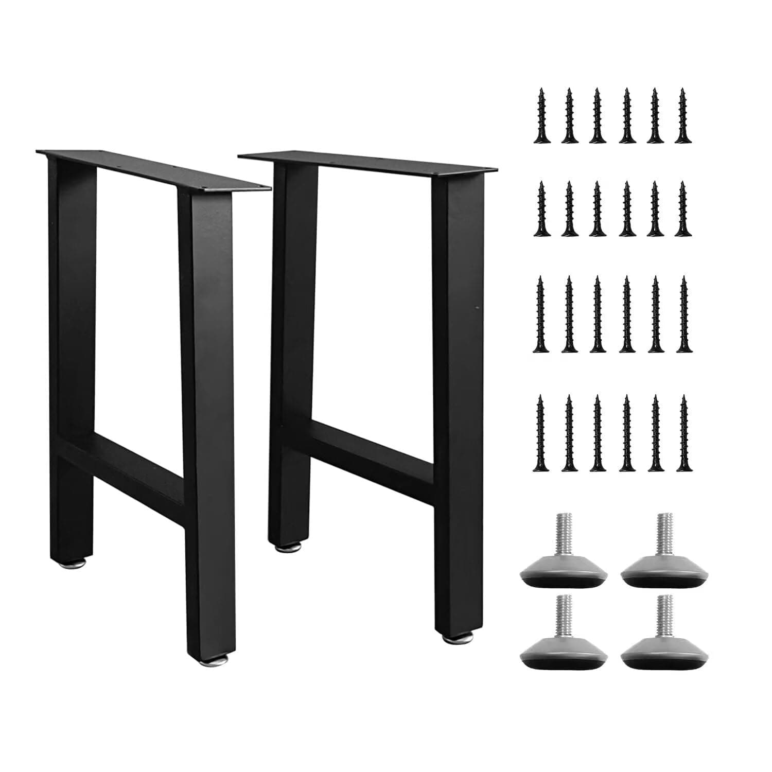 H Bench Legs 16 Inch Metal Coffee End Table Legs, Black Set of 2, 16" H x 11" W