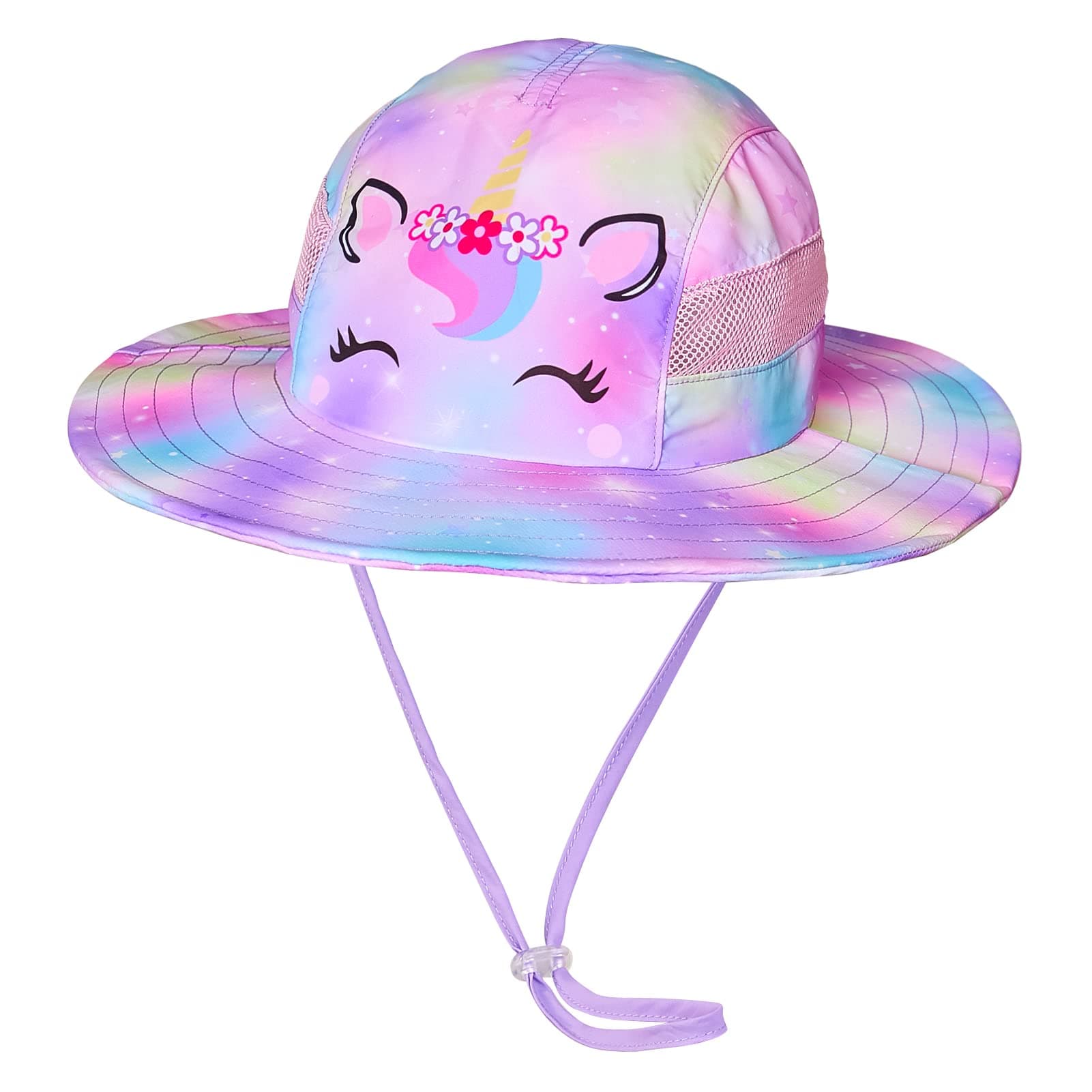 ICOSYKids Sun Hat for Girls Unicorn Bucket Hats UV Protection Beach Hat for Kids Wide Brim Fishing Hat 2-8 Years