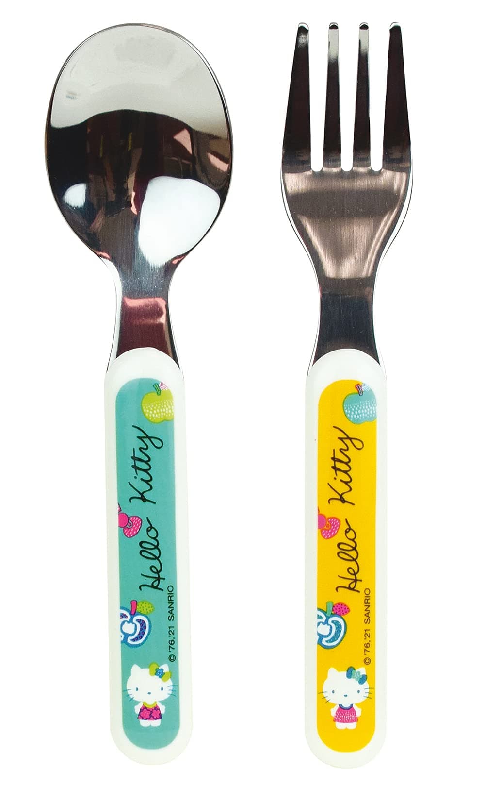 FUN HOUSE Hello Kitty Stainless Steel Cutlery Set Including Fork and Spoon Height 13.5 x Length 3 cm for Children