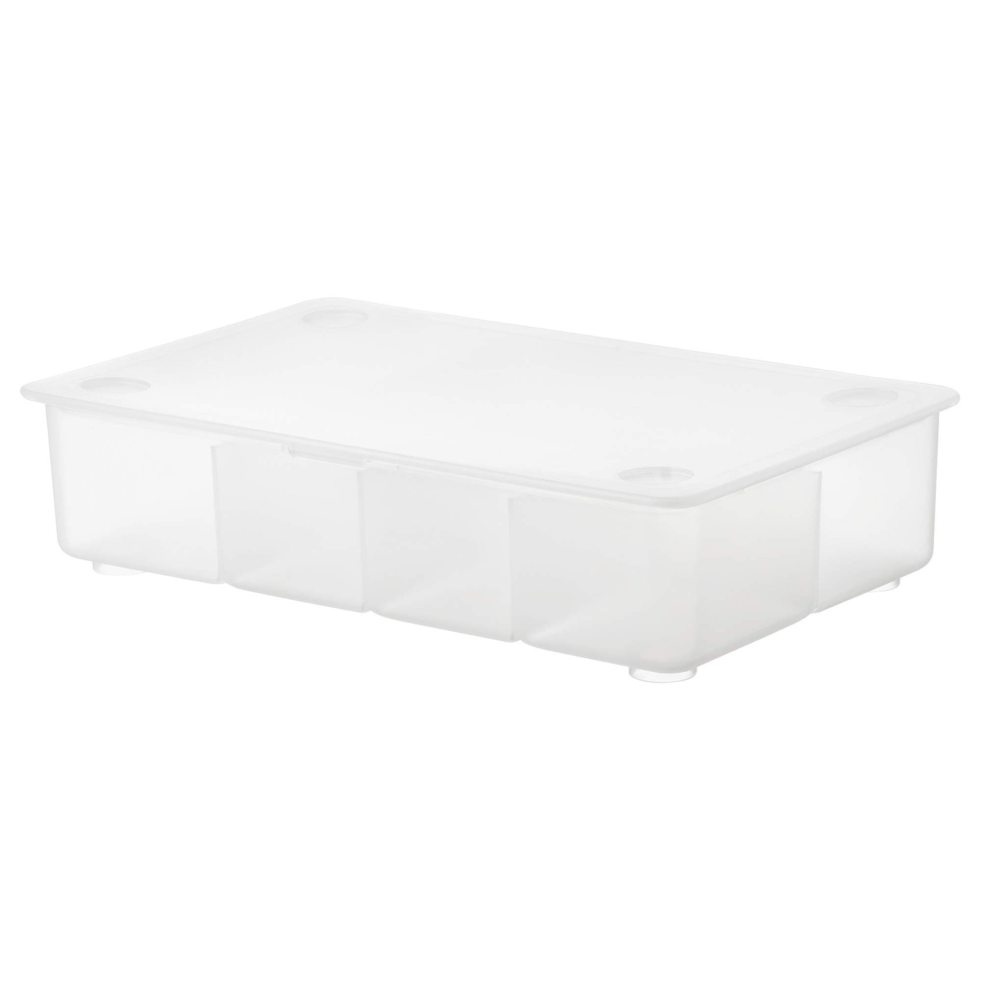 Generic Rectangular Clear Smooth Hinged Lid Storage Box, 34x21x8 cm