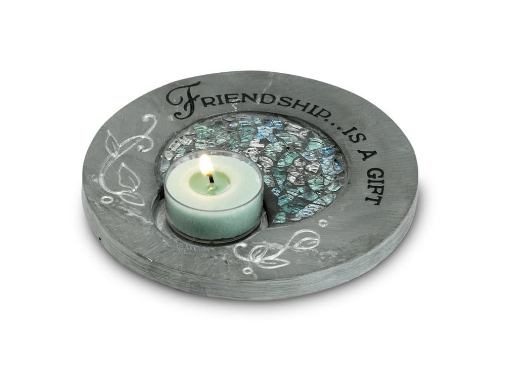 Fragments by Pavilion 5-1/2-Inch Tea Light Candle Holder, Friendship Sentiment