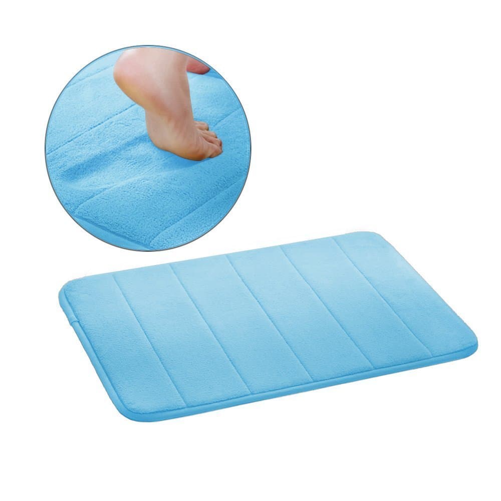 HZM Soft Absorbent Bath Rug Non Slip Bathroom Rugs 17-Inch by 24-Inch (B-Light Blue)