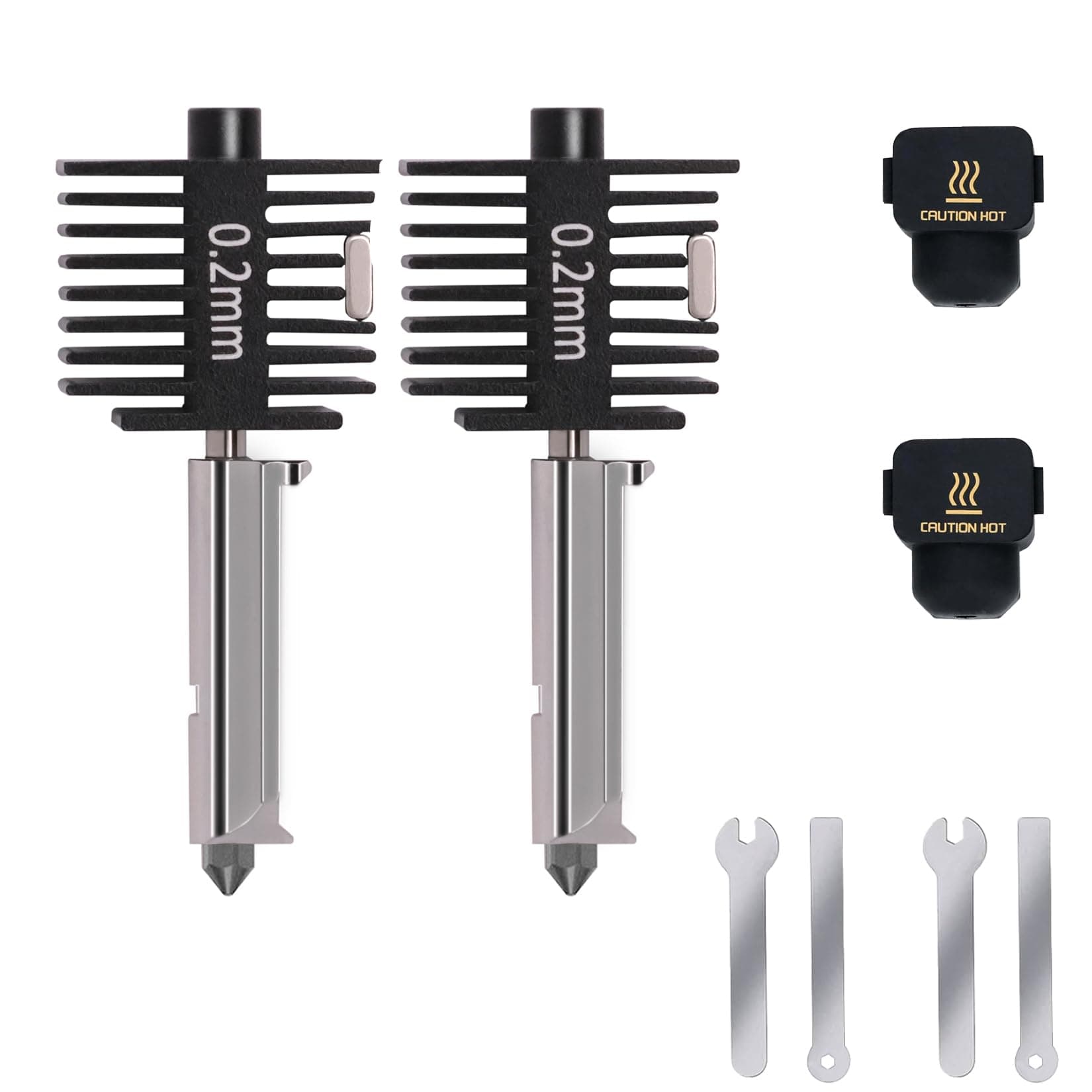 2PCS A1 Mini Upgrade Hotend Kit, 3D Printer Print Head Hot End Heating Block Kit with 0.2mm Hardened Steel Nozzle and Silicone Socks for Bambu Lab A1/A1 Mini