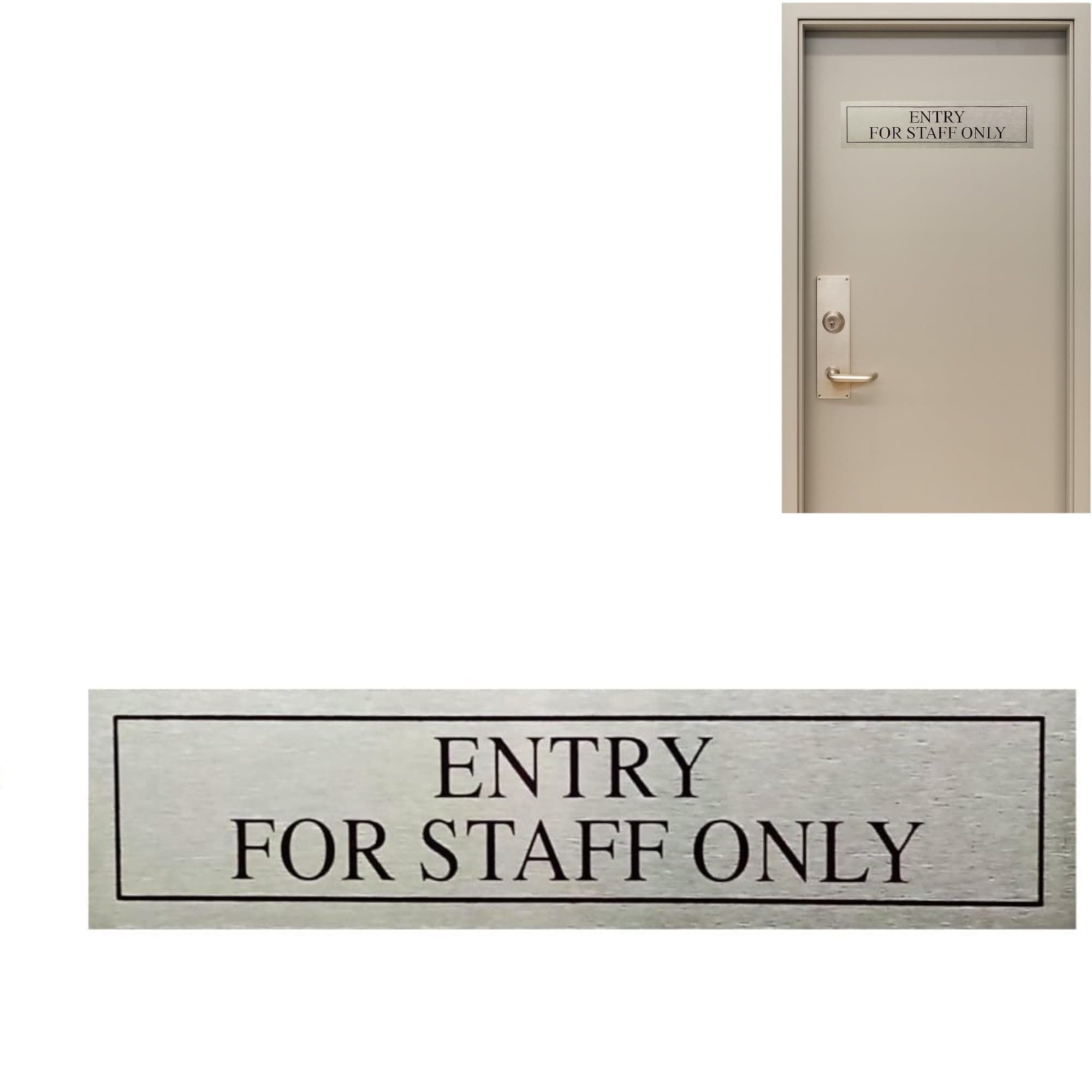 THW® Stainless Steel Self-Adhesive Entry For Staff Only Signage Board – Durable 3"x12" Door/Wall Mount for Office & Business – Elegant Metallic Finish