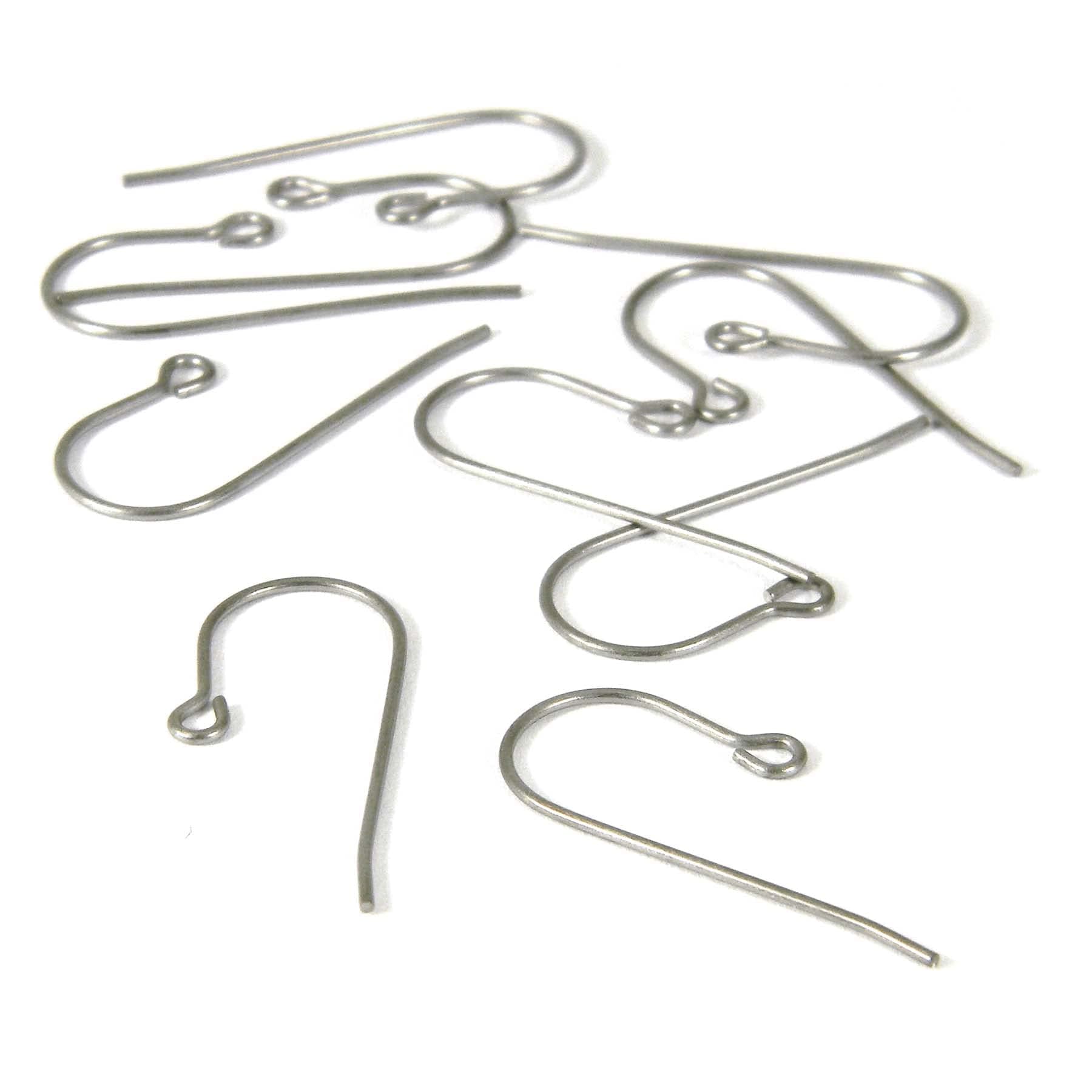 10 Silver Nickel Free Titanium French Hook Earring Findings with Open Loop Ring