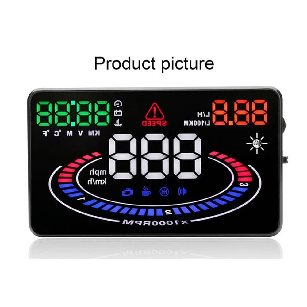 YGY Multi Color Design Safety Plug and Play 5.5 Inch Premium Car Head Up Display Compatible with Universal HUD OBD Multi Color Design OBD2