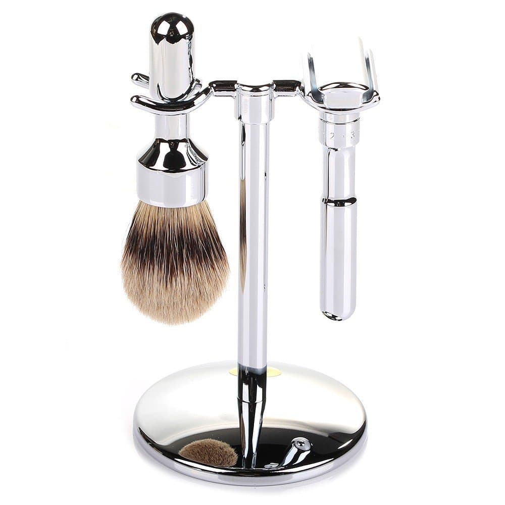 Futur 3 Piece Mirror Chrome Shaving Set - No Blades Included