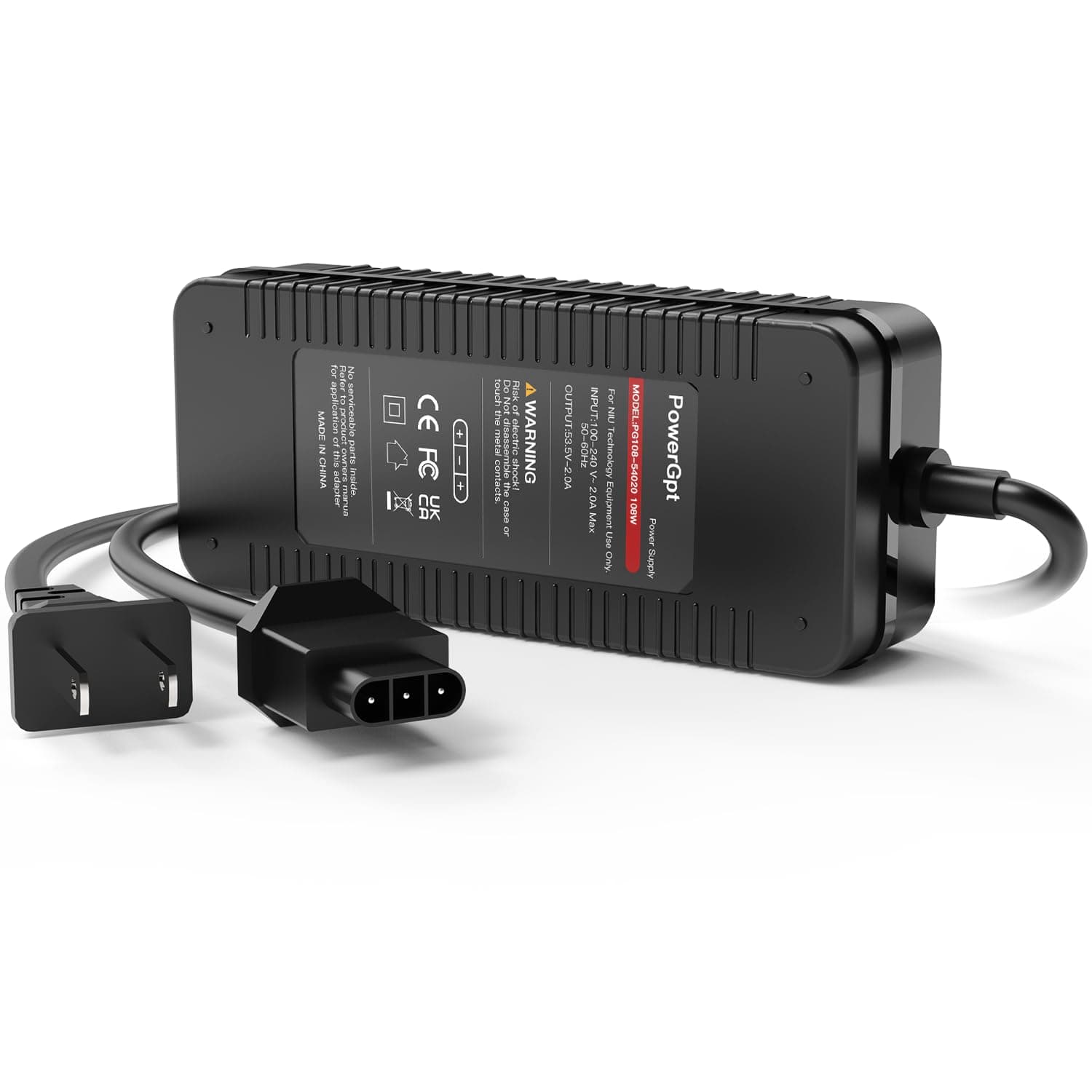 53.5V 2A Scooter Charger for NIU KQi3/KQi3 Pro/Sport/Max & KQi2/KQi2 Pro & KQi1 Pro/Sport & KQi Air/Air X Electric Scooters, NIU Scooter Battery Charger Accessories Replacement Power Supply Adapter