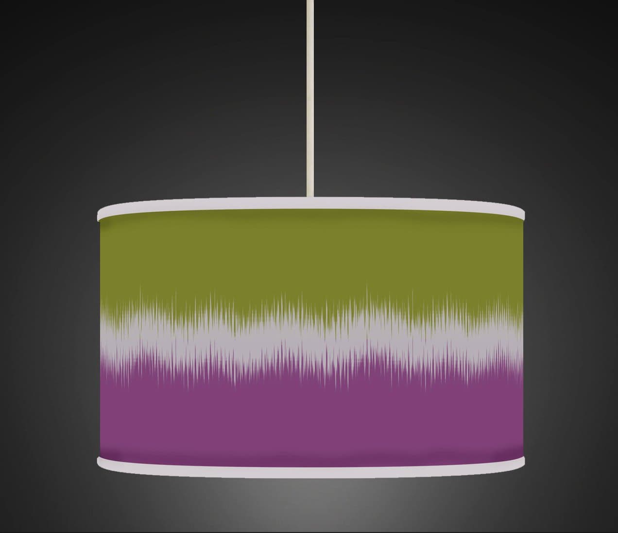 40cm(16") Ikat Green Plum Purple Retro Handmade Giclee Style Printed Fabric Lamp Drum Lampshade or Ceiling Pendant Light Shade 495