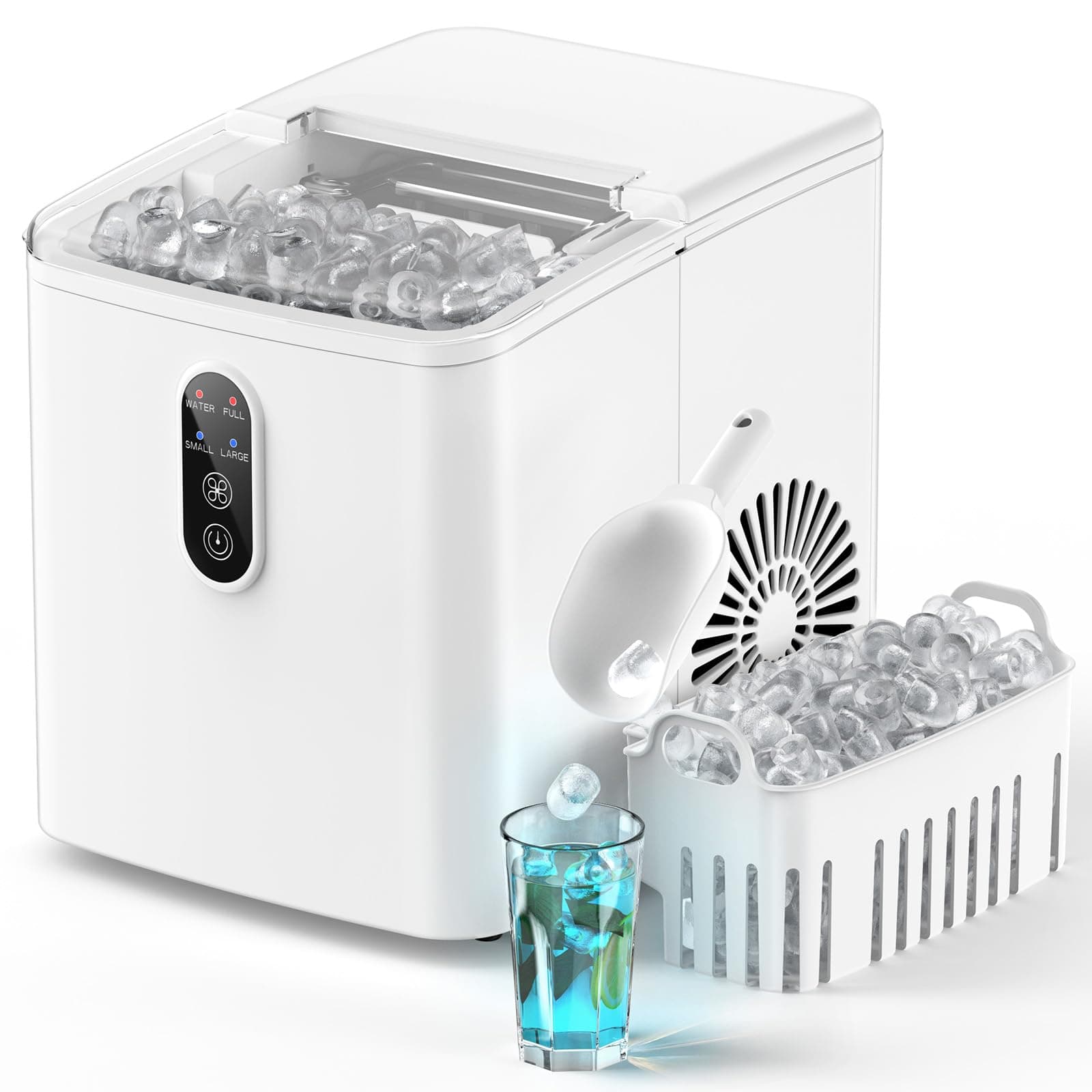 Self-Cleaning Ice Maker Machine, 9 Cubes in 6-8 Mins, 26.5lbs/Day, Compact Portable for Home/Office/Travel