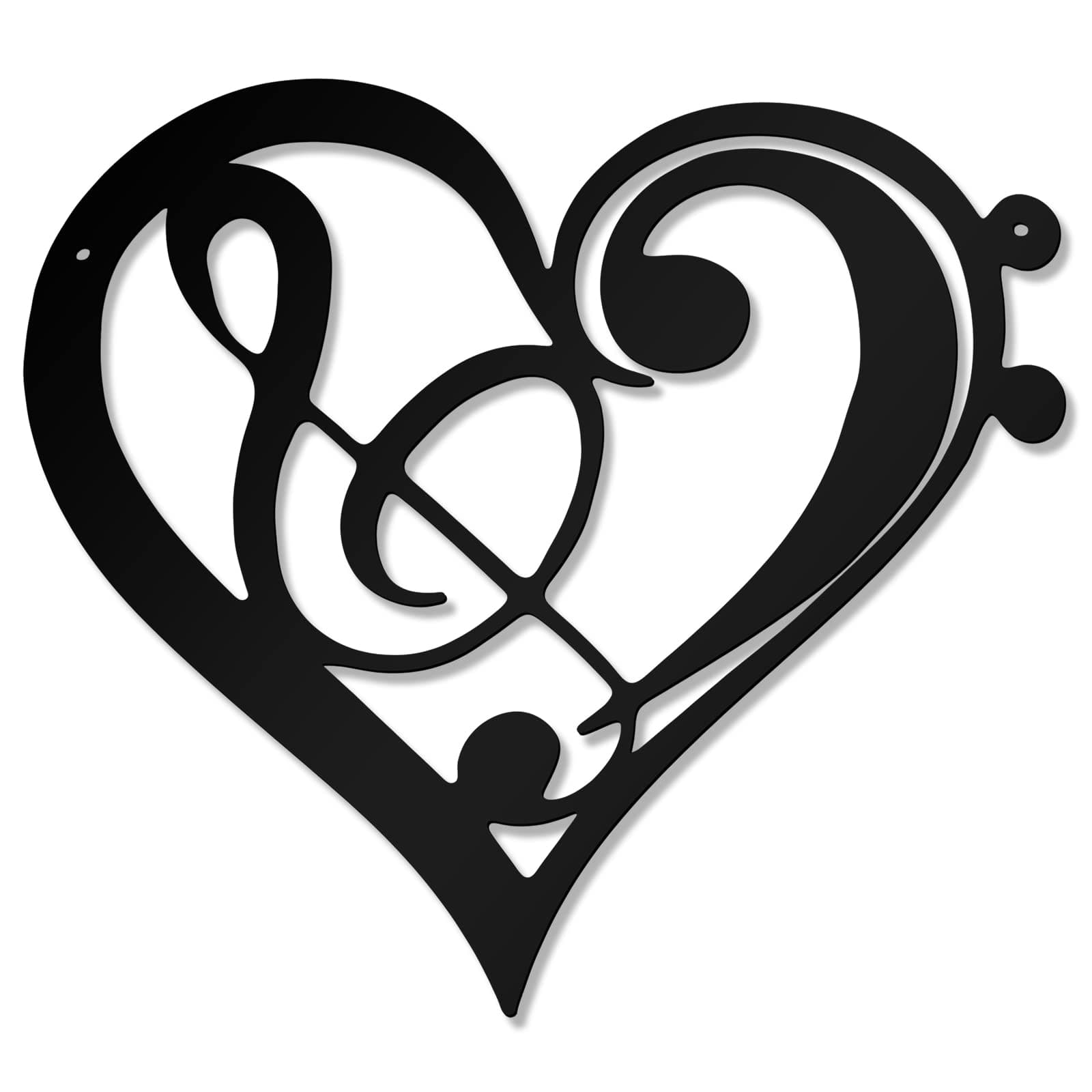 Zhengmy Heart Metal Music Wall Decor Musical Notes Metal Wall Art Vintage Music Theme Note Hanging Wall Sign for Music Room, Bedroom, Living Room or Classroom 13.78 x 12.6 Inches