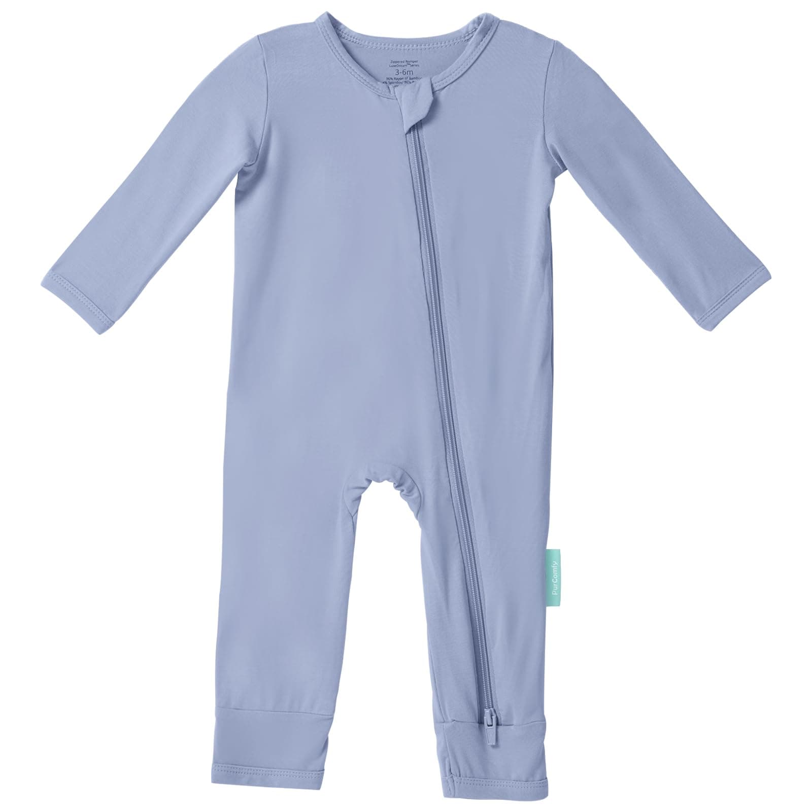 PurComfy Baby Long Sleeve Romper Jumpsuit, Premium Soft Rayon One Piece Pajamas Boy Girl 2-Way Zipper Coverall Sleeper