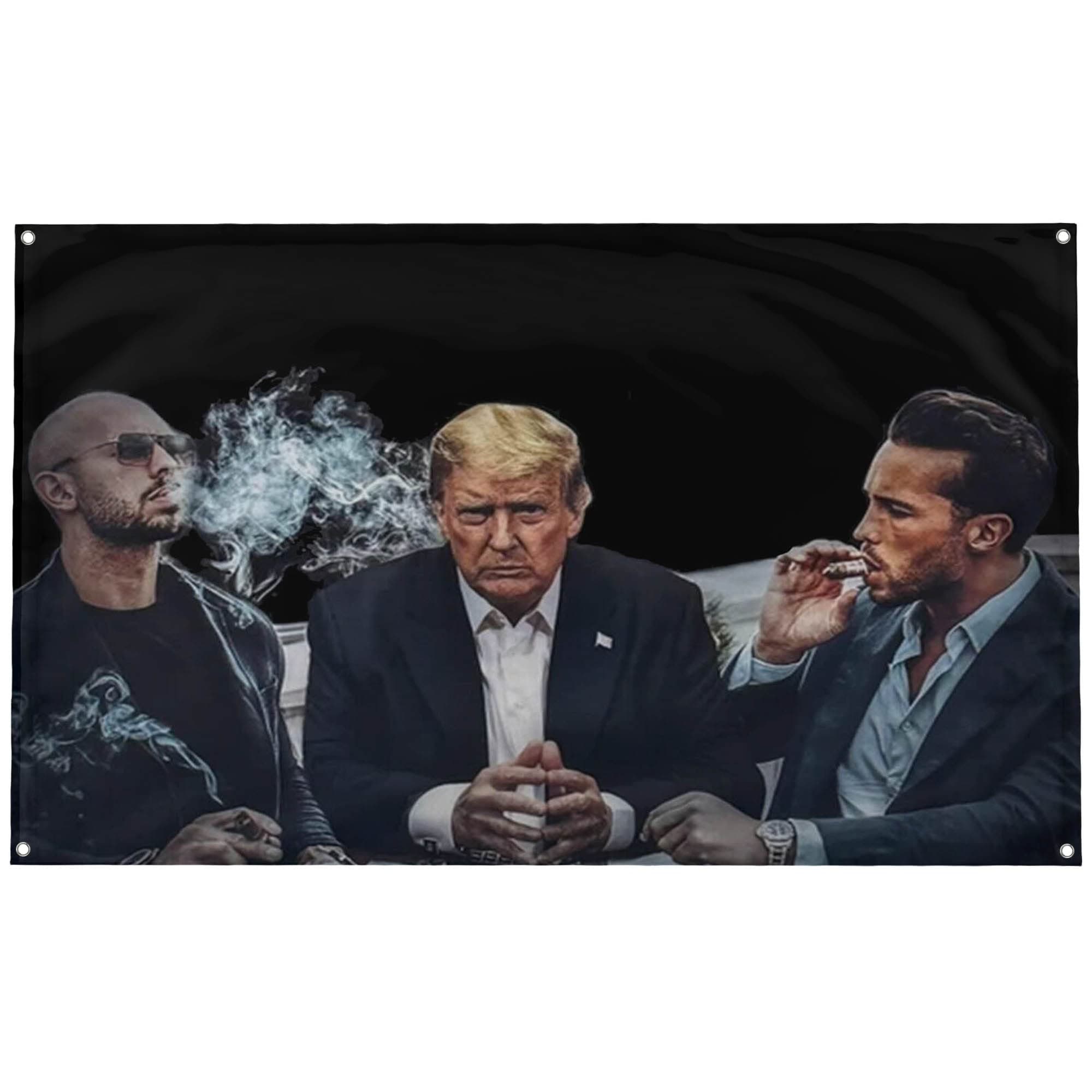 Banger - Top G Matrix Flag with Donald Trump, Andrew Tate and Tristan Tate Motivational Inspirational Office Gym Dorm Wall Decor Design on a 3X5 Feet Flag with 4 Grommets for Easy Hanging. Authentic
