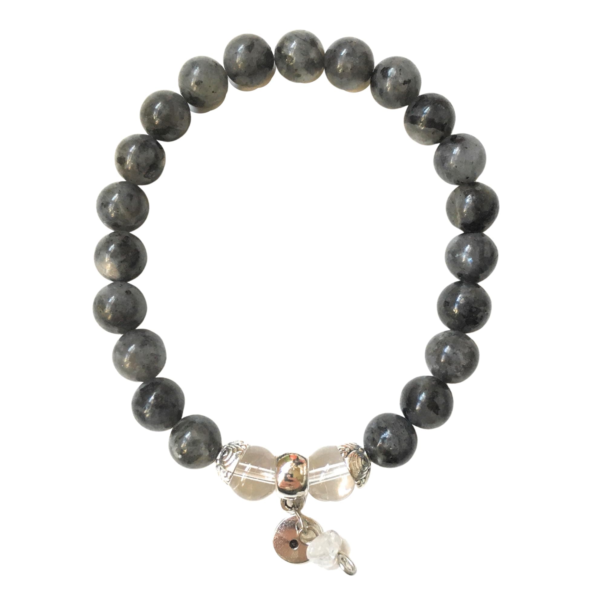 Handmade Third Eye Chakra Bracelet, 8mm Labradorite Round Gemstone Beads, Real Crystal Quartz Stone, Protection Intuition Awakening, Yoga Gift Ideas for Women Men