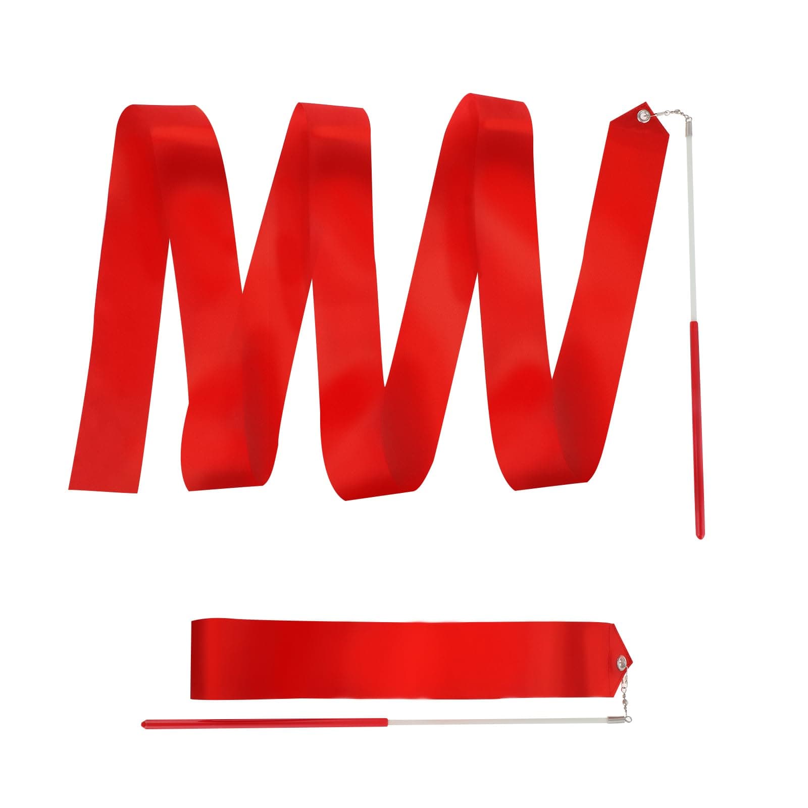 Abeillo 2pcs Rhythmic Dance Ribbons, 78.7 Inch Gymnastics Ribbon Dancer Wand Dancing Ribbon Streamers, Fits Artistic Dancing Gymnastics, Circus Carnival Shows, Baton Stick Twirling