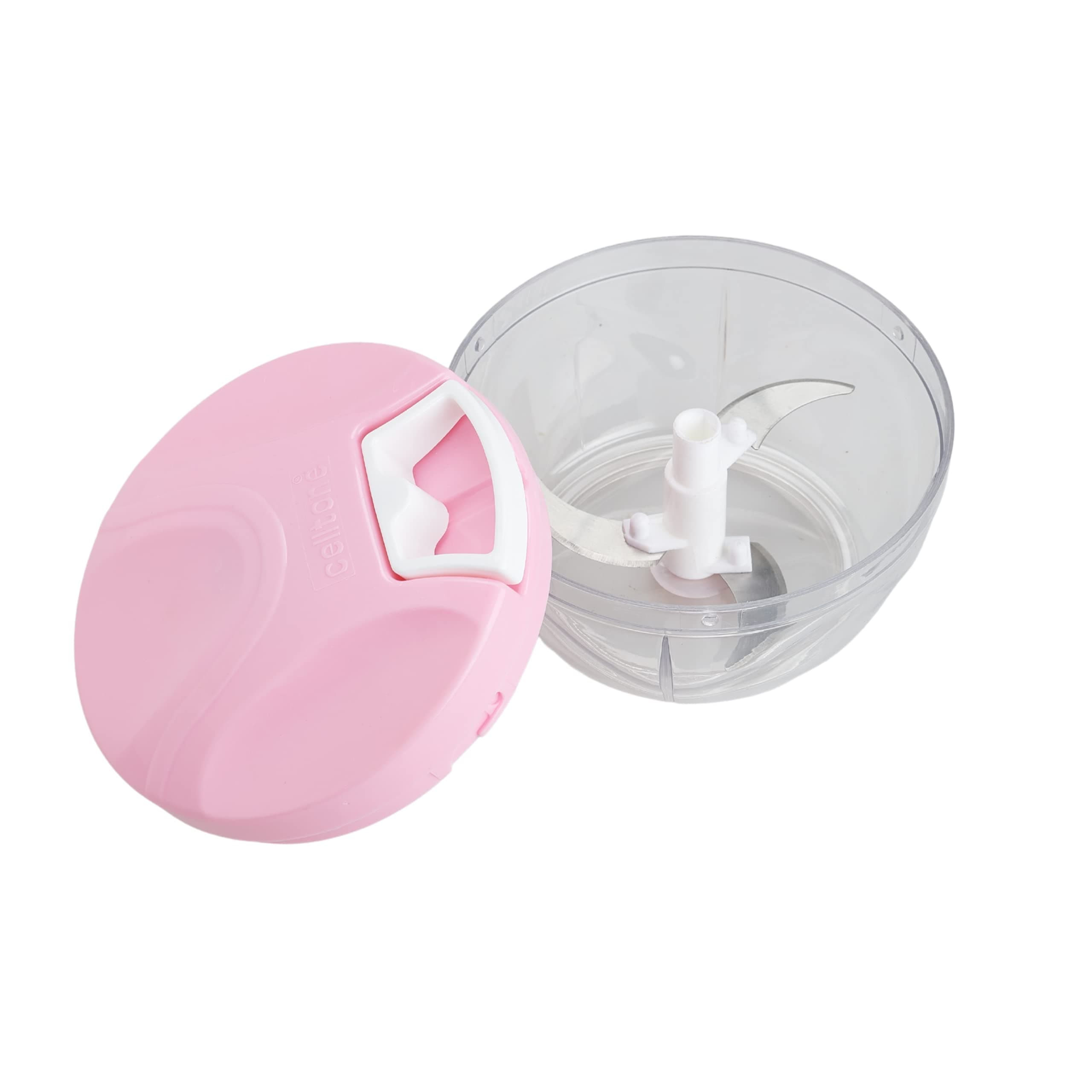 Handy Vegetable Chopper Cutter for Kitchen with 3 Sharp Stainless Steel Blades - Mini Portable Chopper for Fruit, Onion for a Salad with Pull String | Manual Veggie Slicer 500ml (Pink)