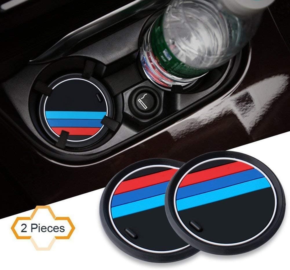 2PCS M Line Car Interior Accessories Anti Slip Cup Mat for 1 Series/ 2 Series/ 3 Series / 4 Series/ X1 (Small)