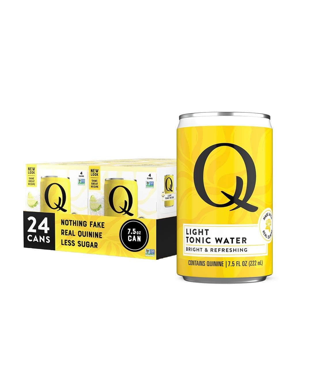 Q LIGHT TONIC WATER with Real Quinine & Organic Agave - Ideal for Cocktails & Mocktails - Made with Real Ingredients, Perfectly Carbonated, & Less Sweet - 20 Calories per Can - 7.5 Fl Oz (Pack of 24)
