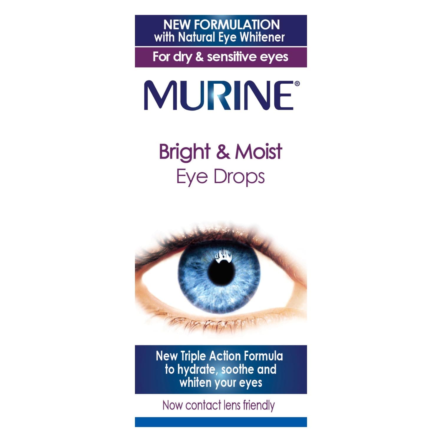 Bright & Moist Eye Drops to Whiten Eyes as Well as Hydrating and Soothing Dry and Sensitive Eyes, 15ml